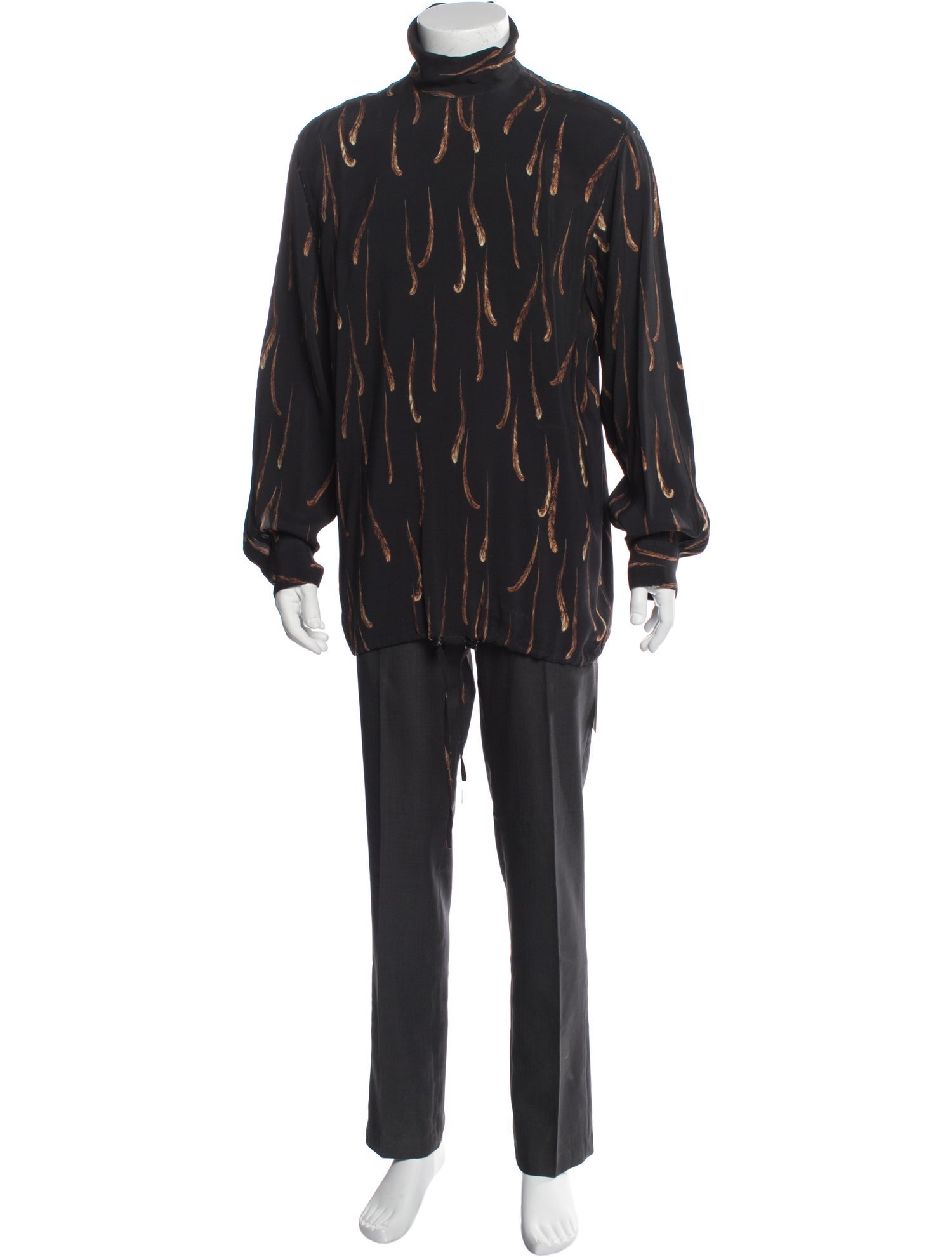 Dries Van Noten Printed Turtleneck Polo Shirt