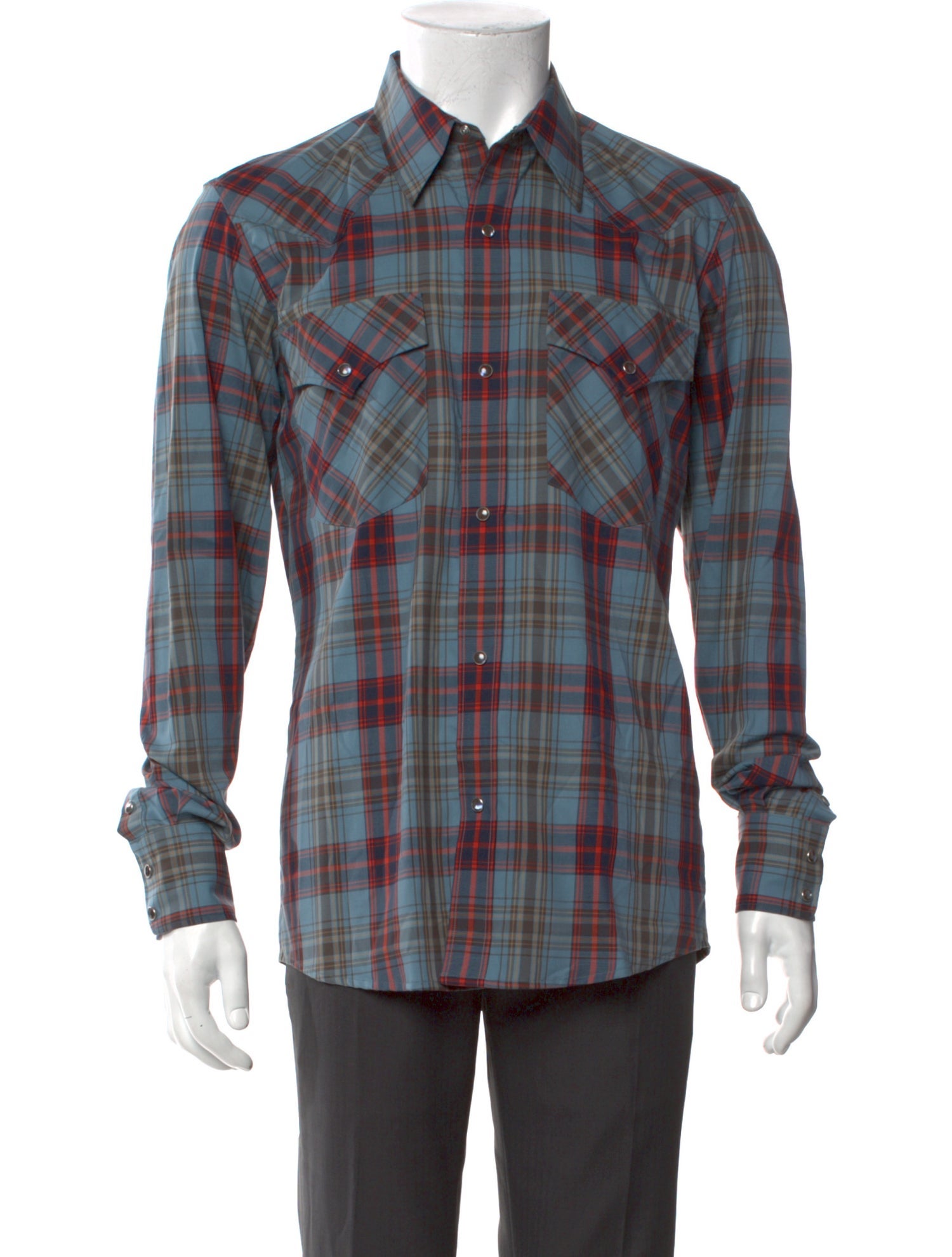 Dries Van Noten Plaid Print Long Sleeve Western Shirt