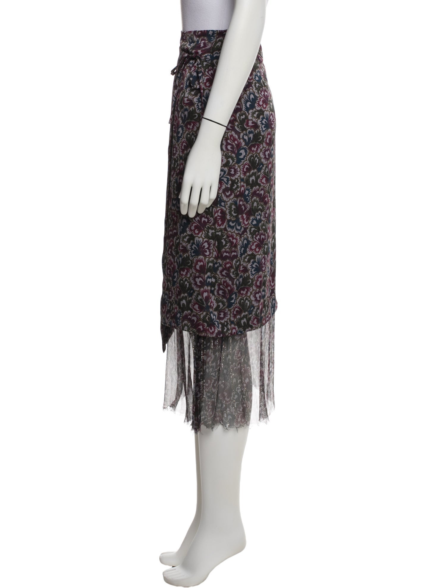 Dries Van Noten Silk Midi Length Skirt