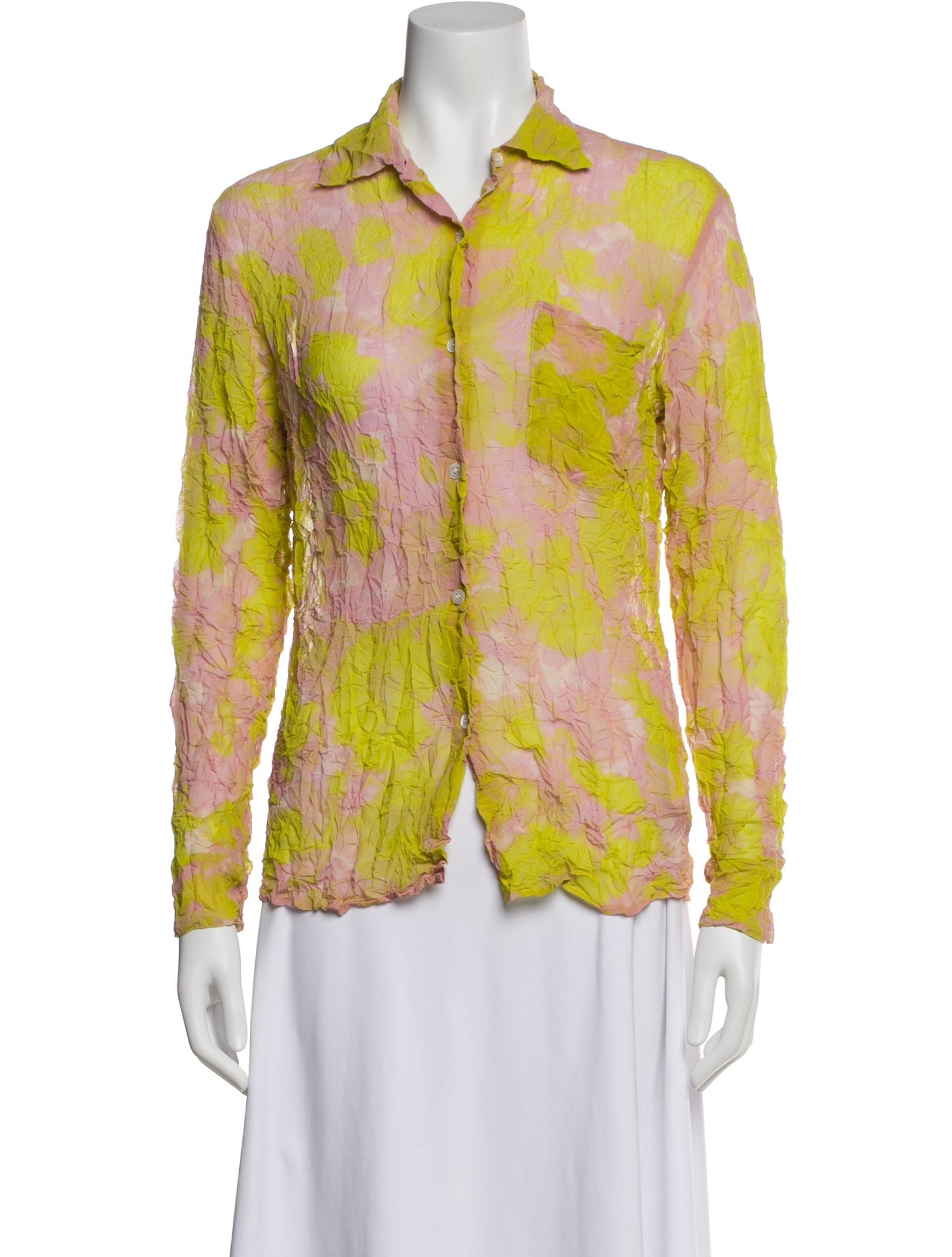 Dries Van Noten Floral Print Long Sleeve Button-Up Top