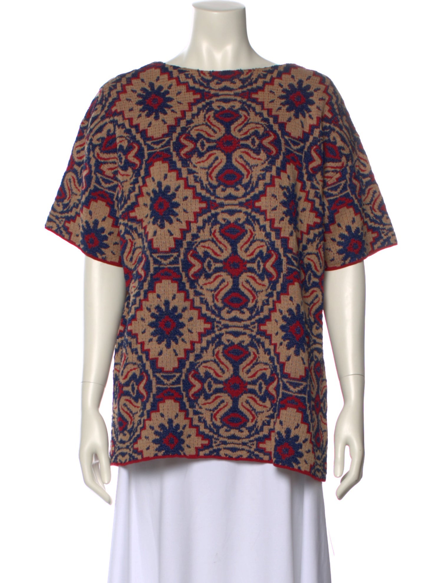 Dries Van Noten Printed Bateau Neckline Blouse