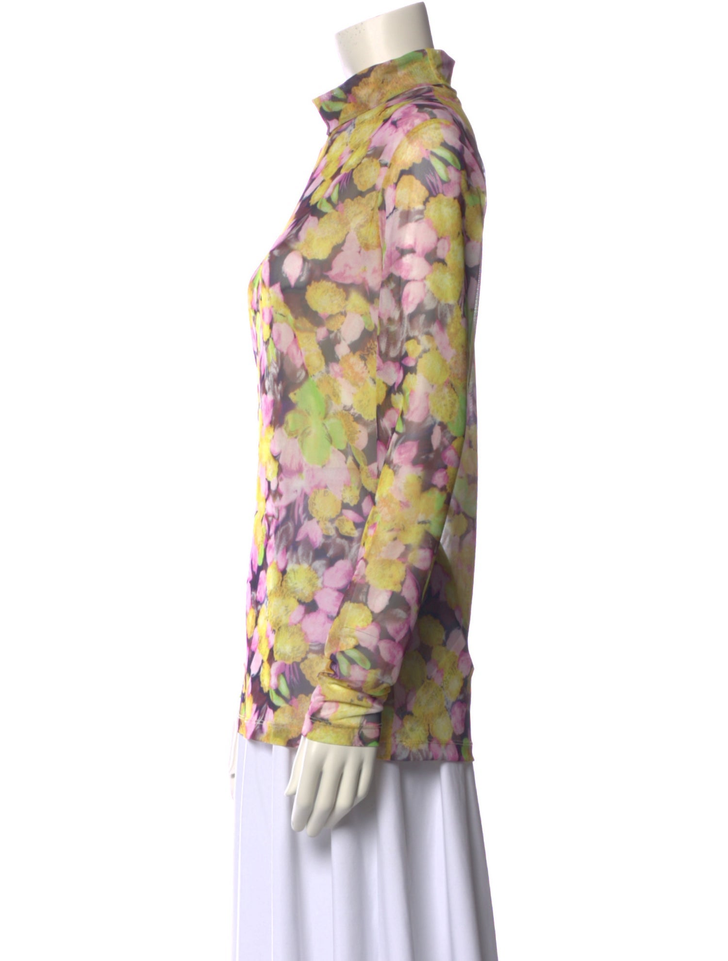 Dries Van Noten Floral Print Mock Neck Sweatshirt