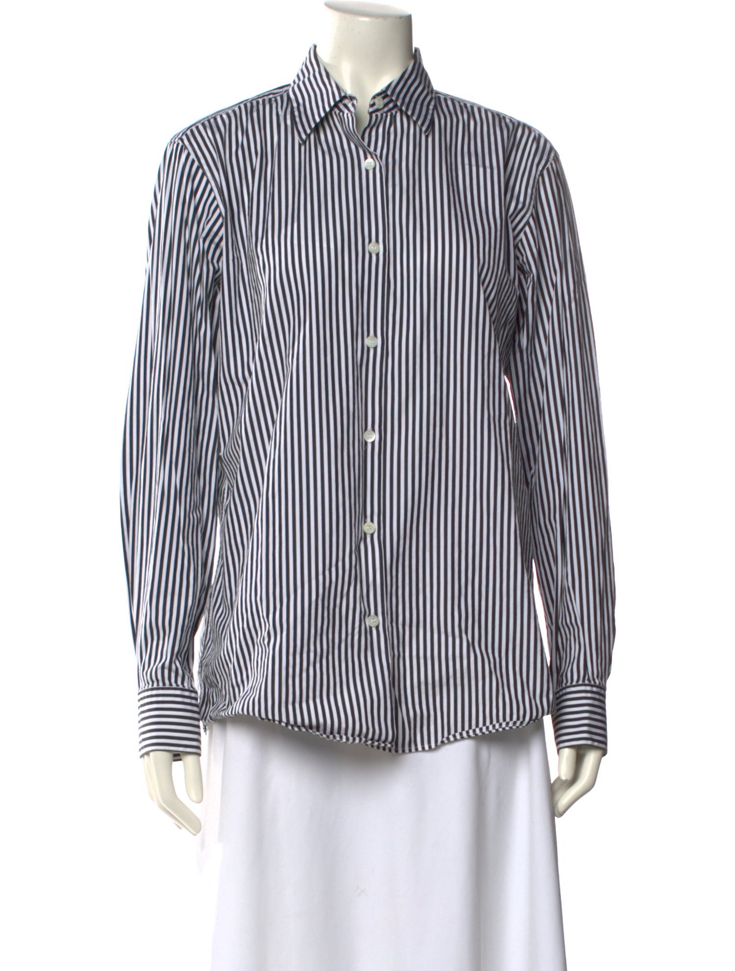 Dries Van Noten Striped Long Sleeve Button-Up Top