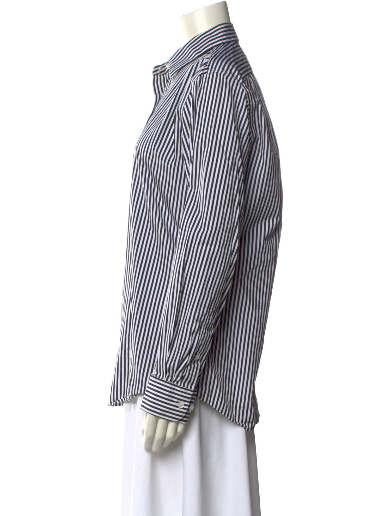 Dries Van Noten Striped Long Sleeve Button-Up Top