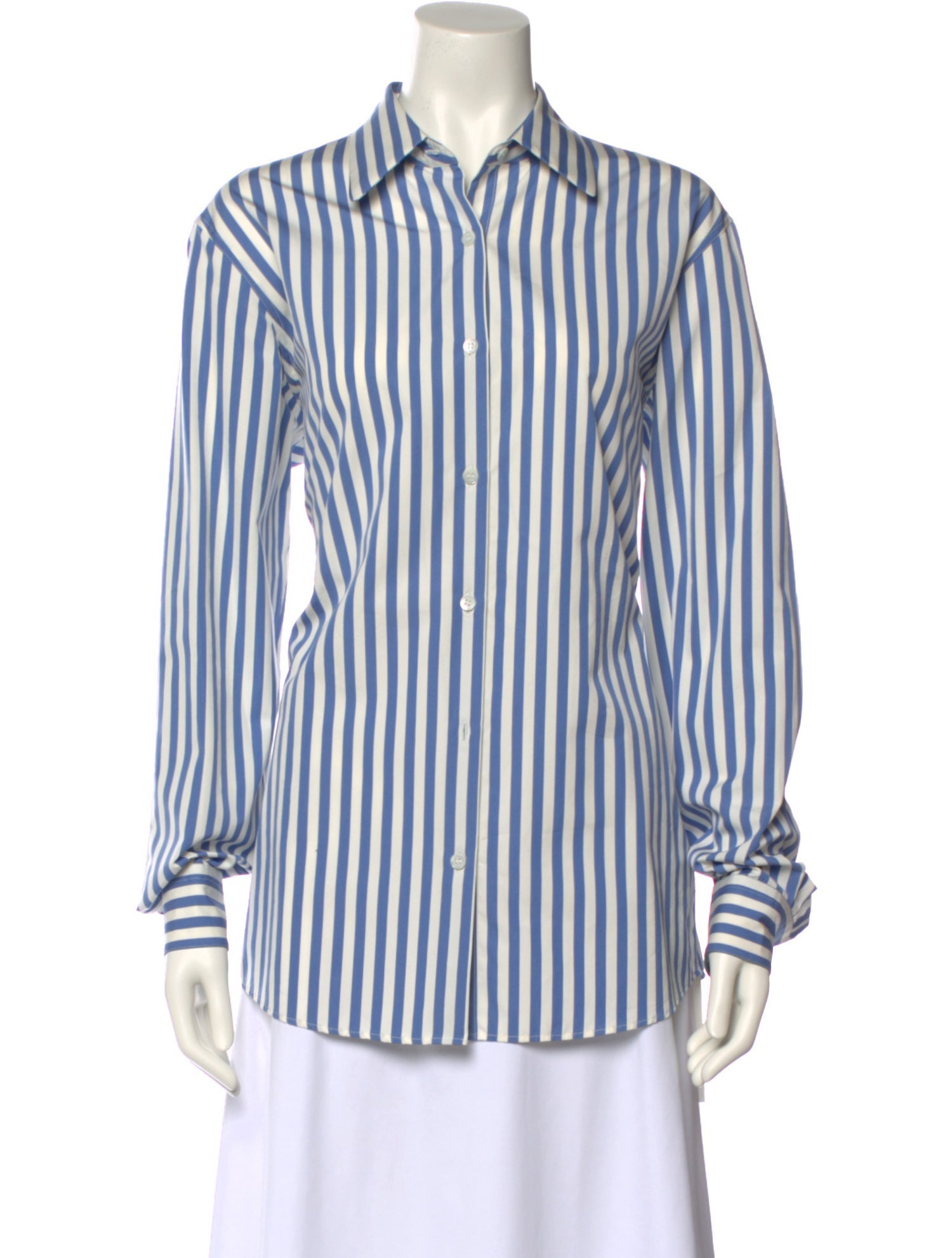 Dries Van Noten Striped Long Sleeve Button-Up Top