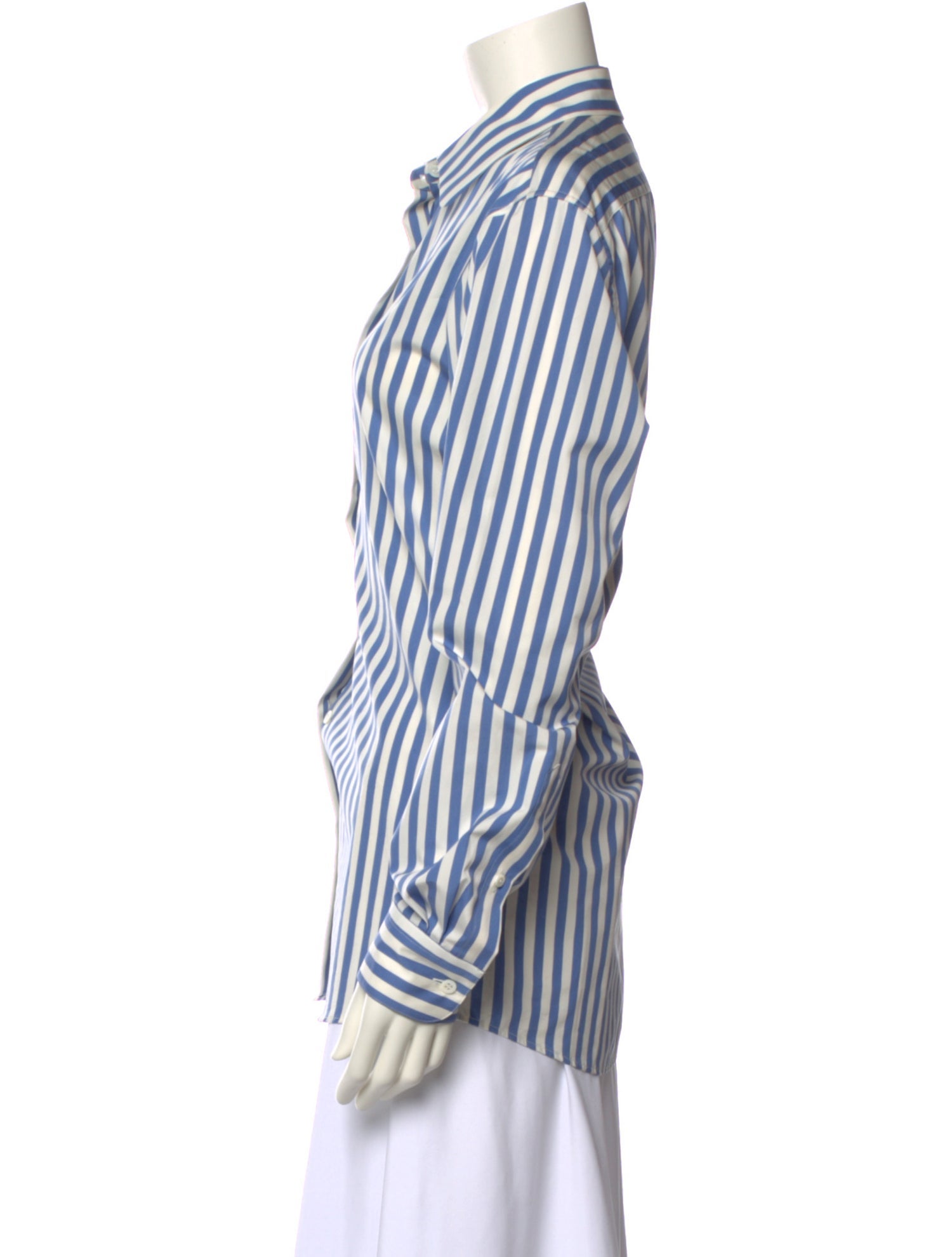 Dries Van Noten Striped Long Sleeve Button-Up Top