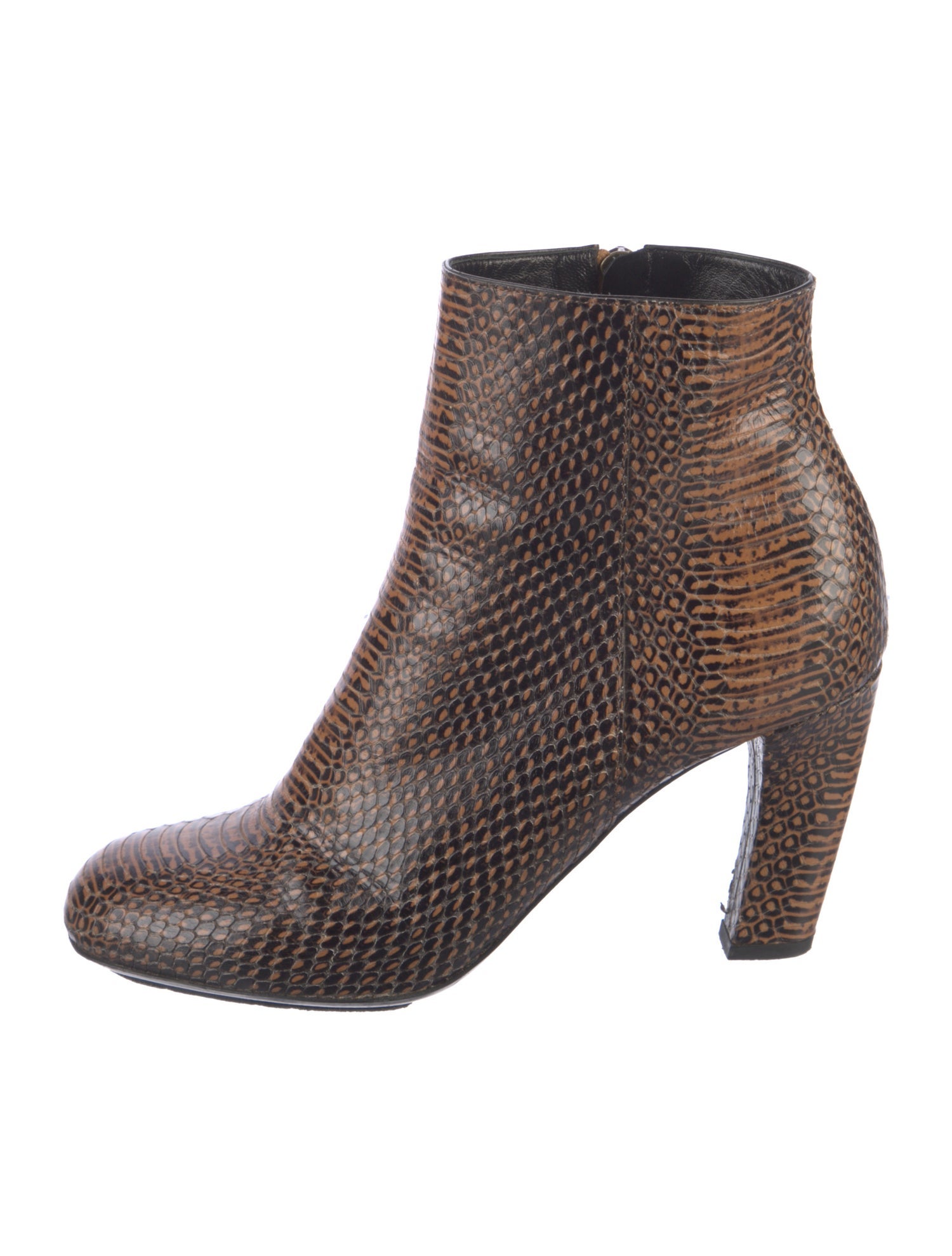 Dries Van Noten Embossed Leather Animal Print Boots