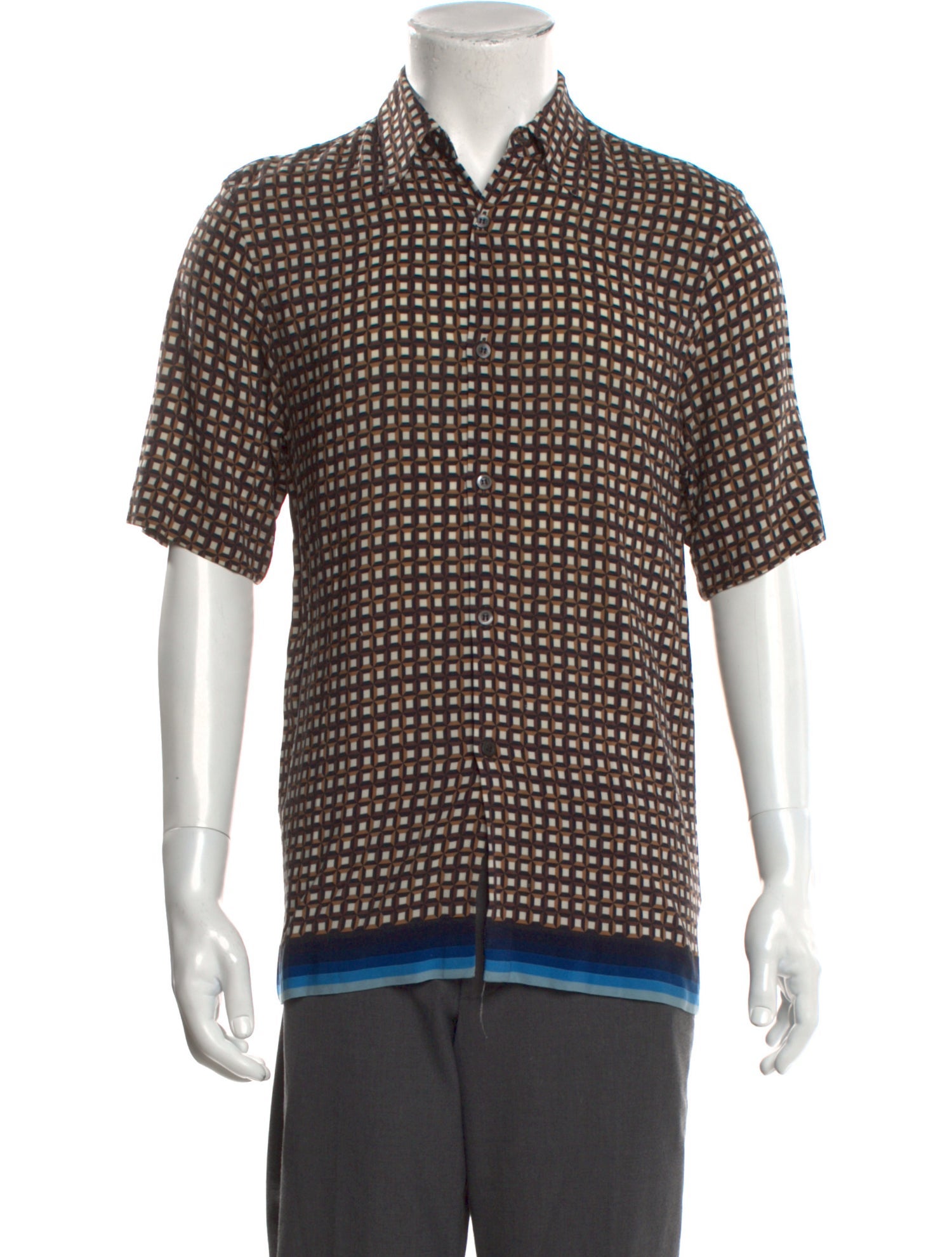 Dries Van Noten Plaid Print Short Sleeve Shirt
