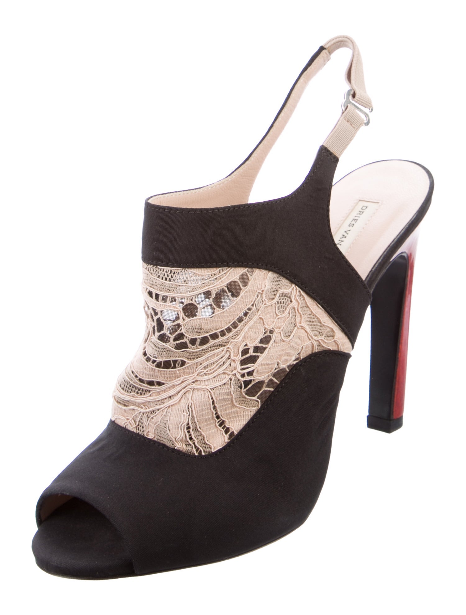 Dries Van Noten Lace Pattern Lace Trim Embellishment Slingback Sandals