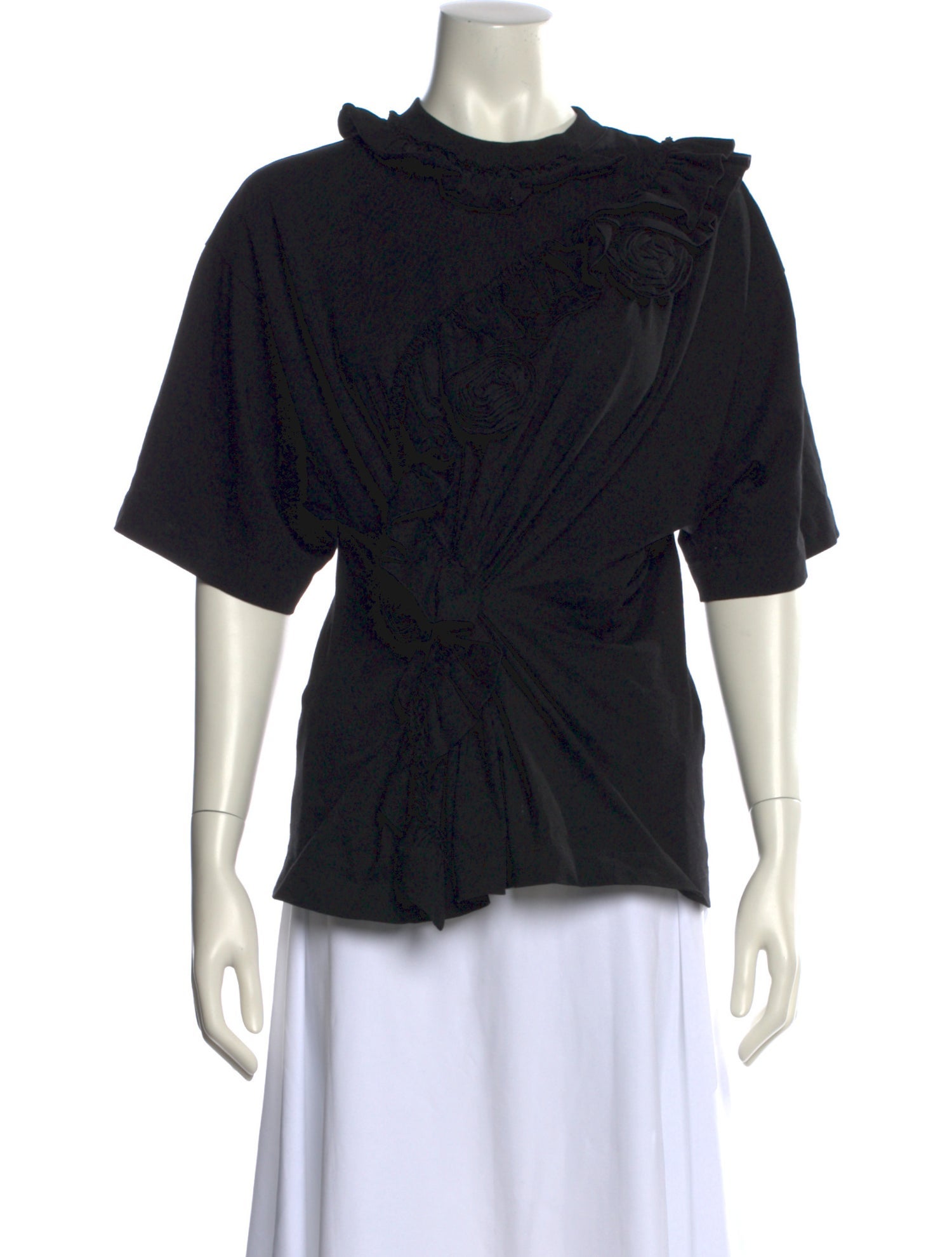 Dries Van Noten Mock Neck Short Sleeve Top