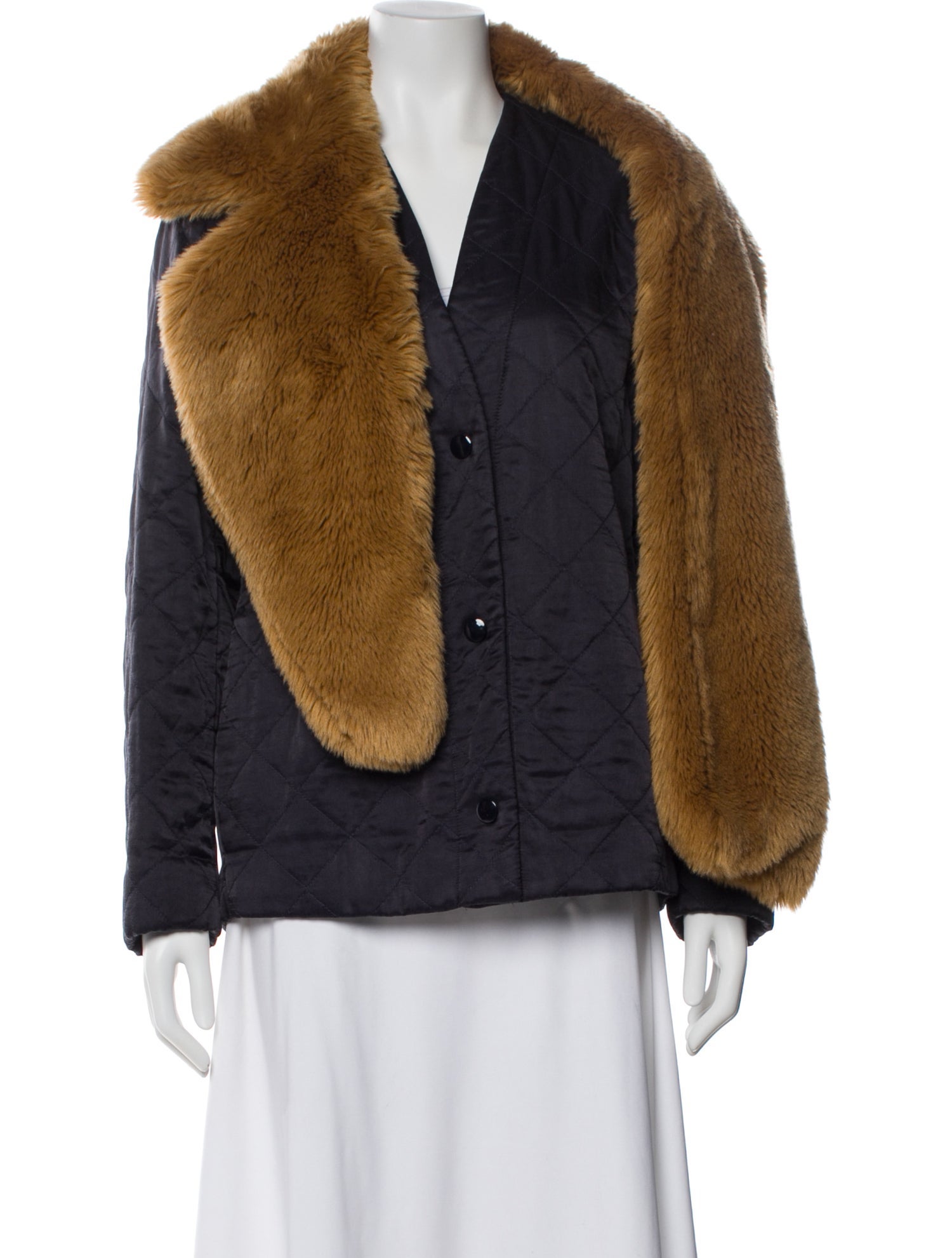 Dries Van Noten Colorblock Pattern Faux Fur Jacket