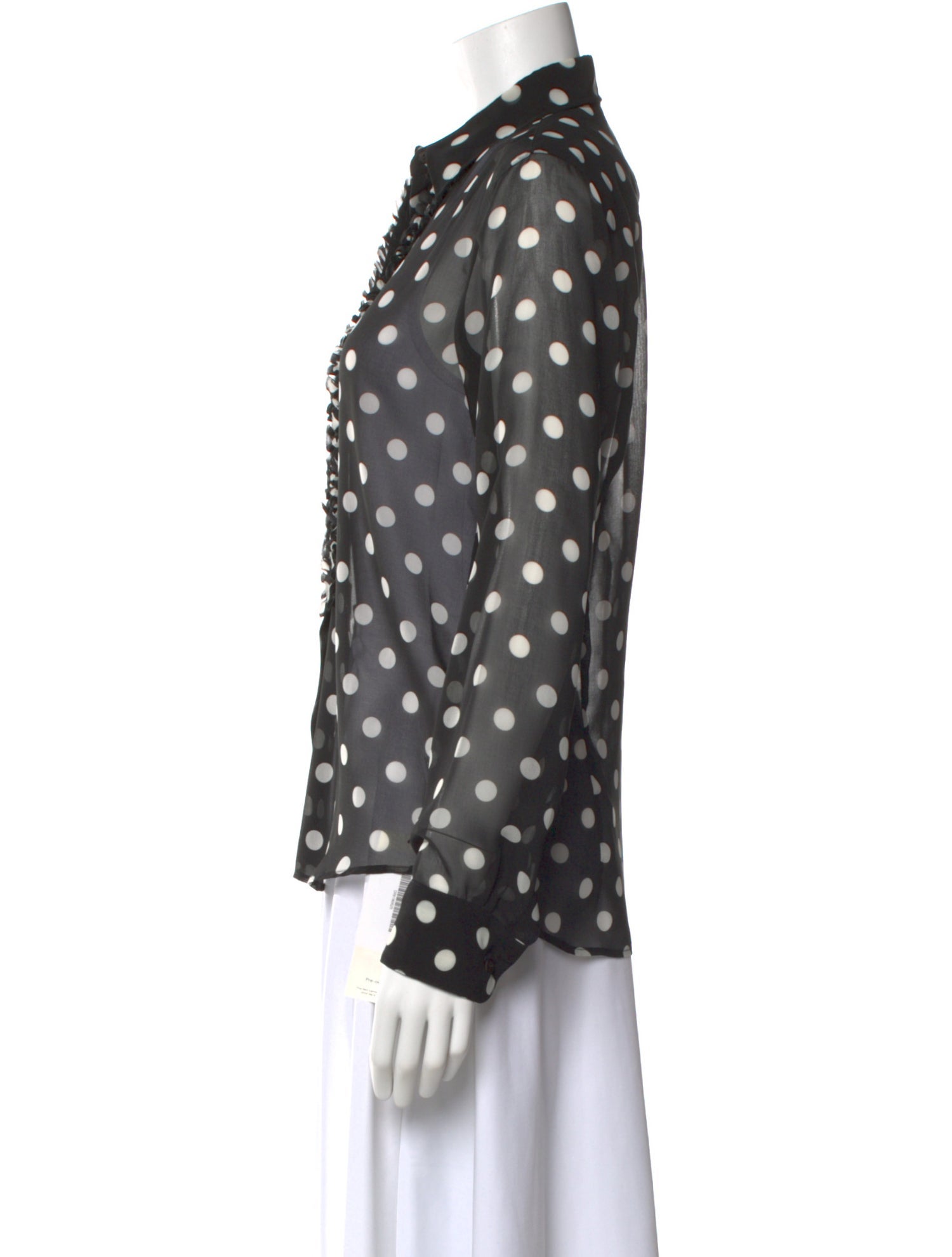 Dries Van Noten Polka Dot Print Long Sleeve Button-Up Top