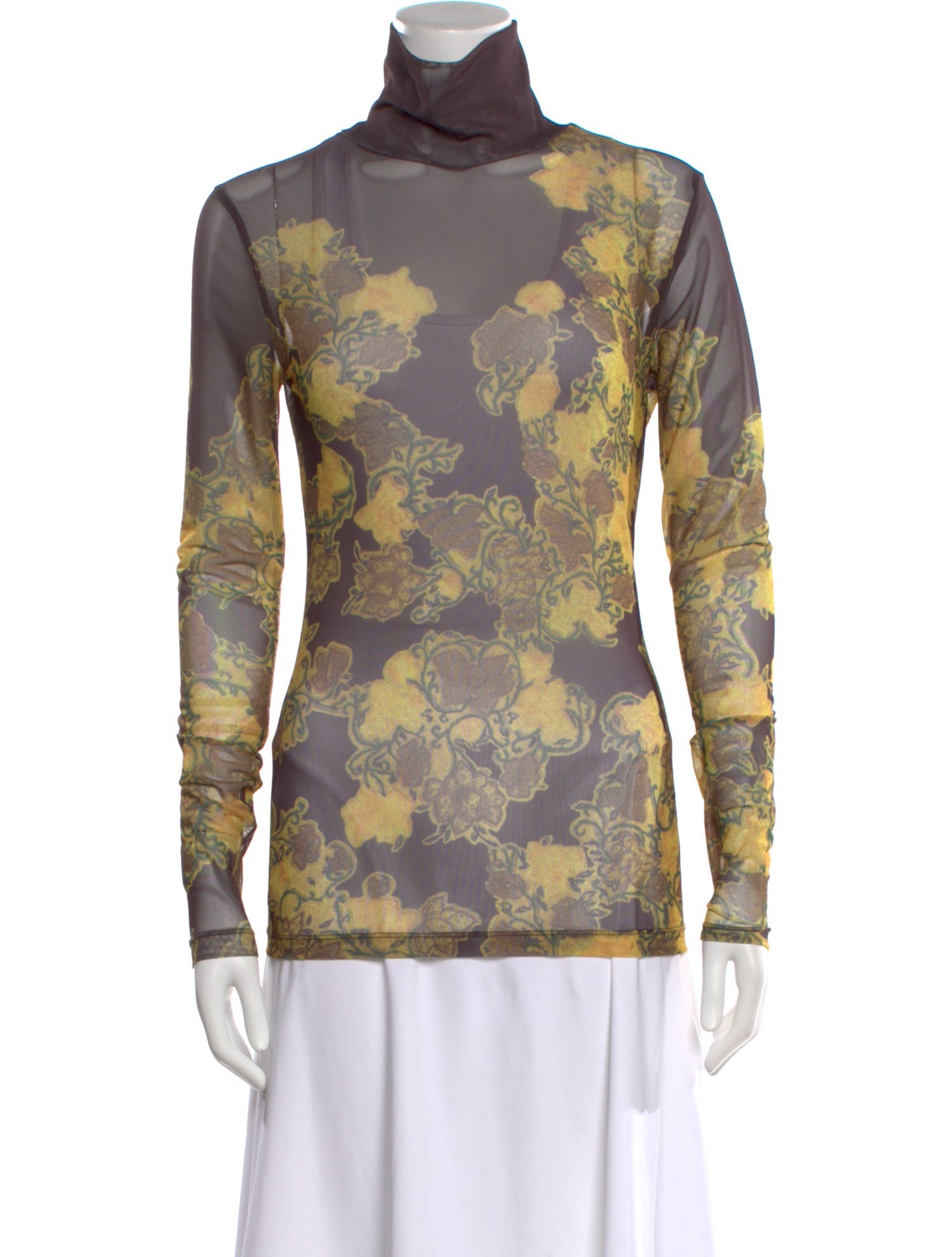 Dries Van Noten Floral Print Turtleneck Top