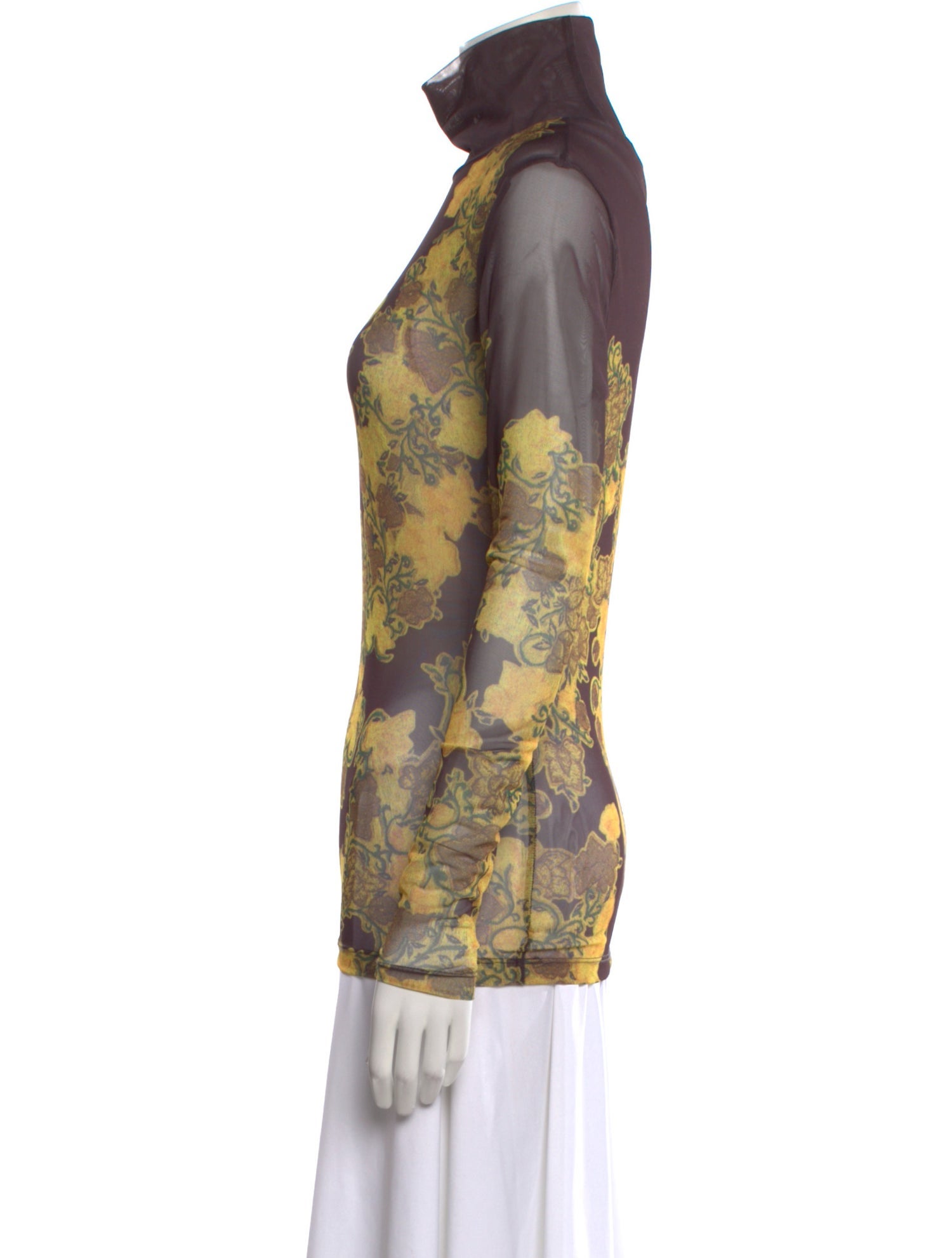 Dries Van Noten Floral Print Turtleneck Top