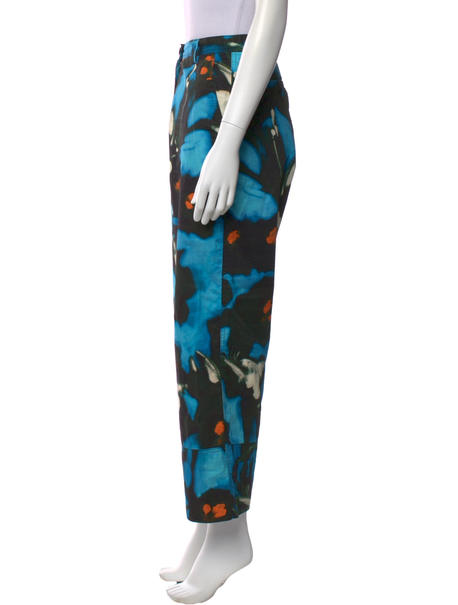 Dries Van Noten Colorblock Pattern Wide Leg Pants