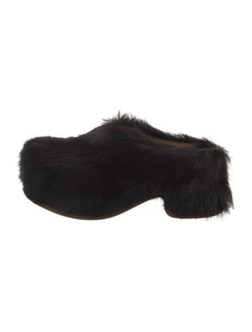 Pre-owned Dries Van Noten Ponyhair Mules In Black