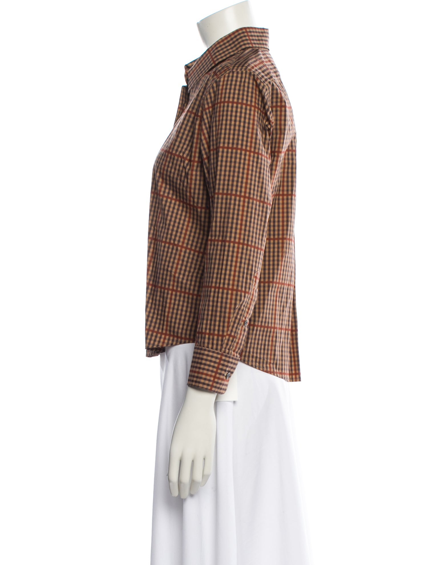 Dries Van Noten Plaid Print Long Sleeve Blouse