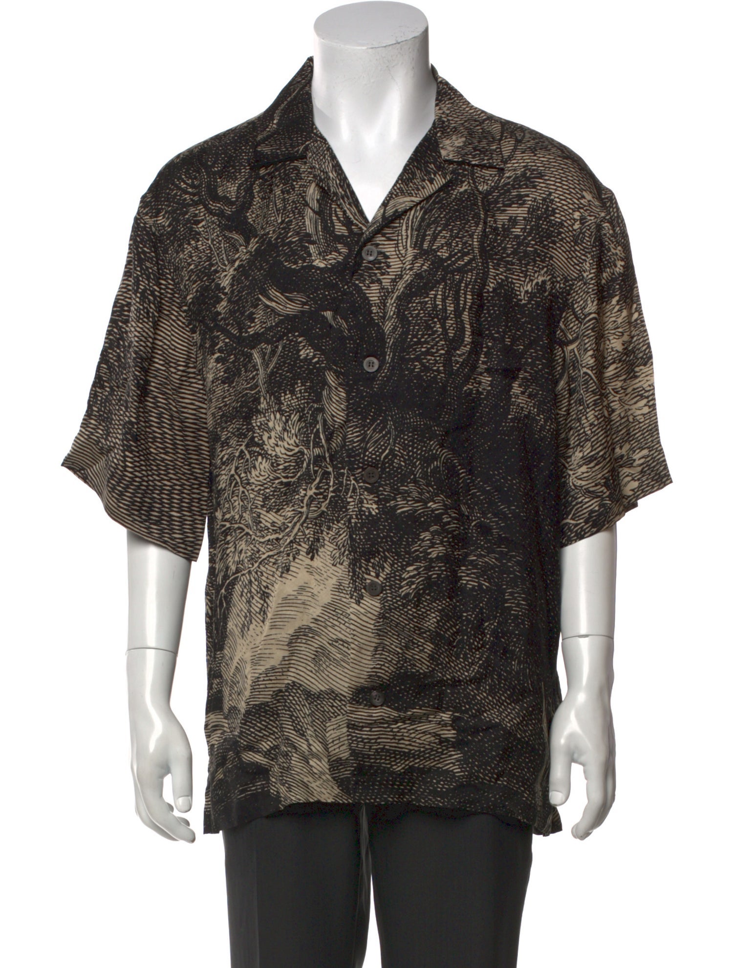 Dries Van Noten Printed Three-Quarter Sleeve Shirt
