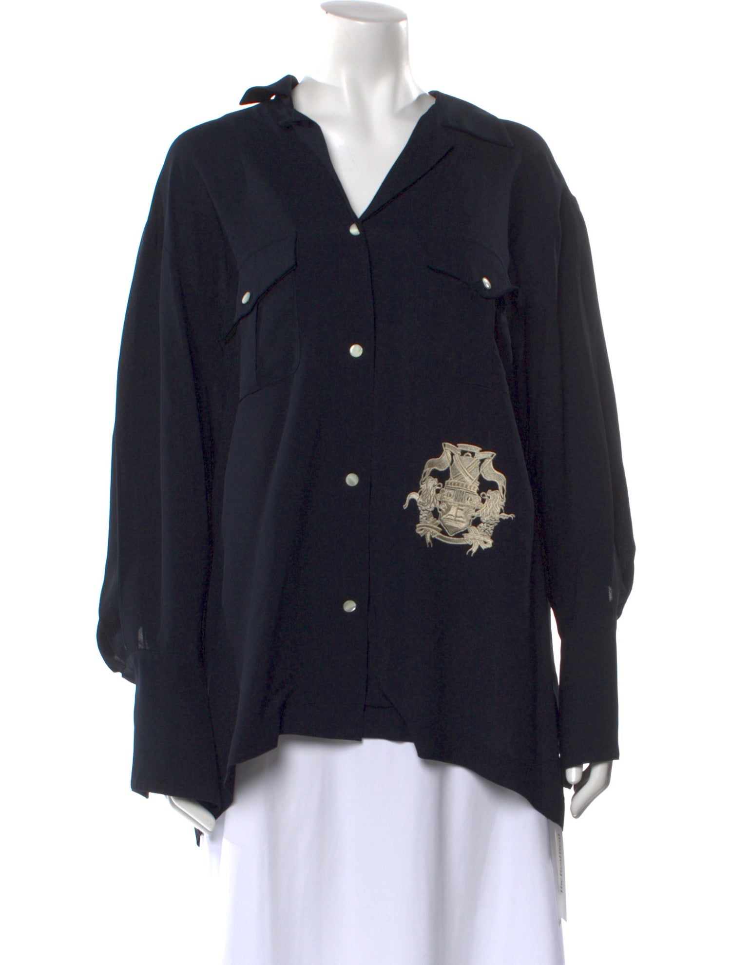 Dries Van Noten Graphic Print Long Sleeve Blouse