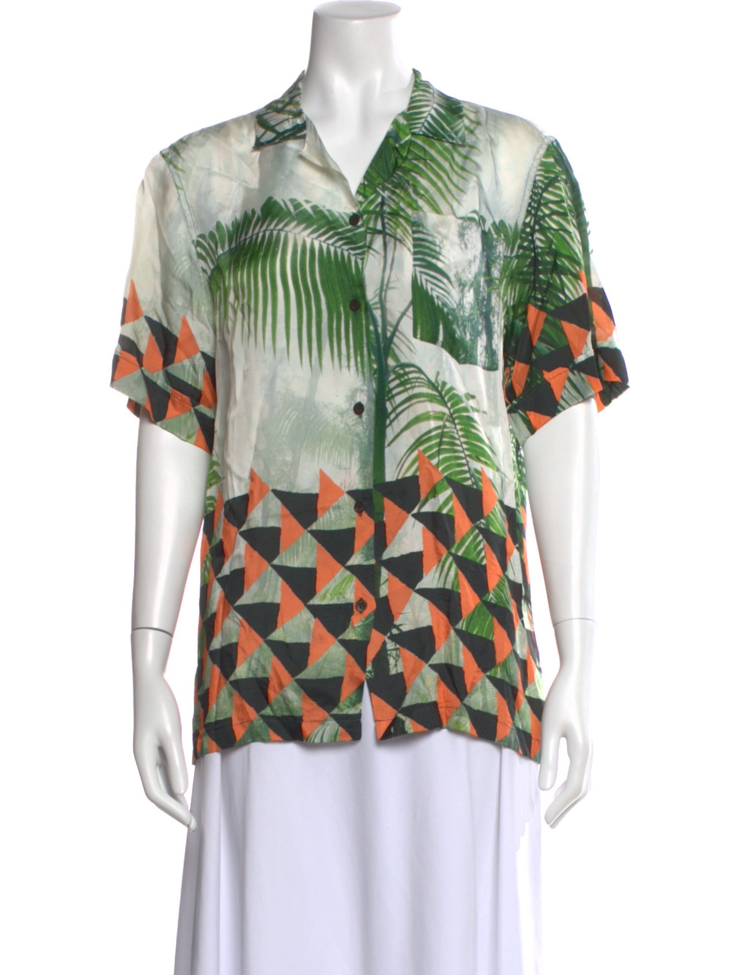 Dries Van Noten Patterned Short Sleeve Blouse