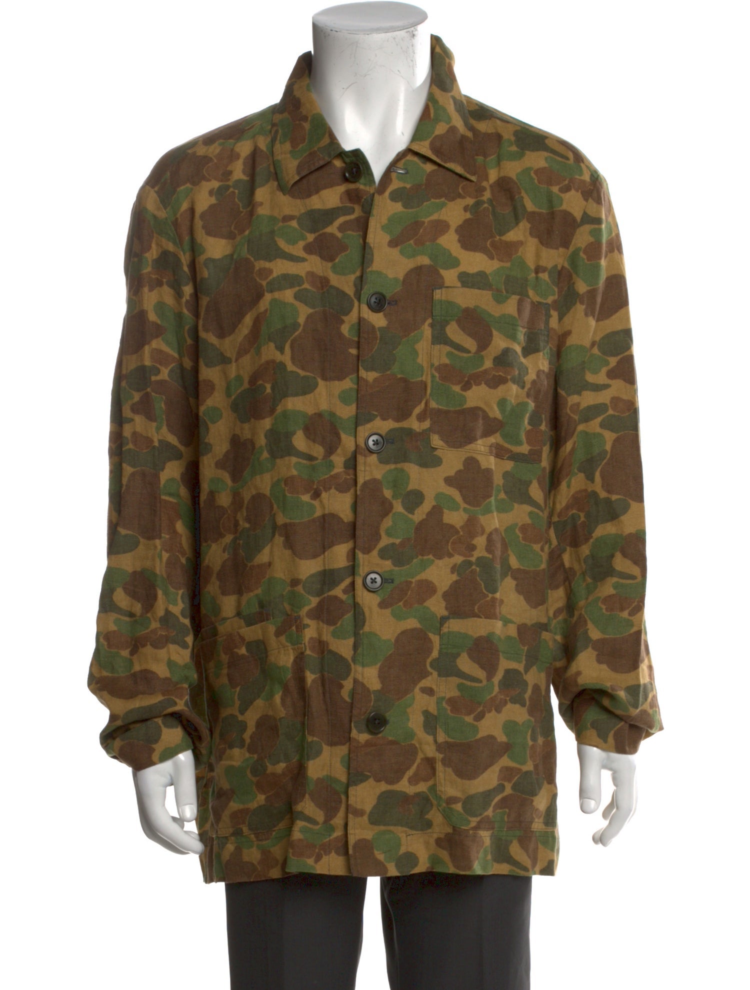 Dries Van Noten Linen Camouflage Print Shirt