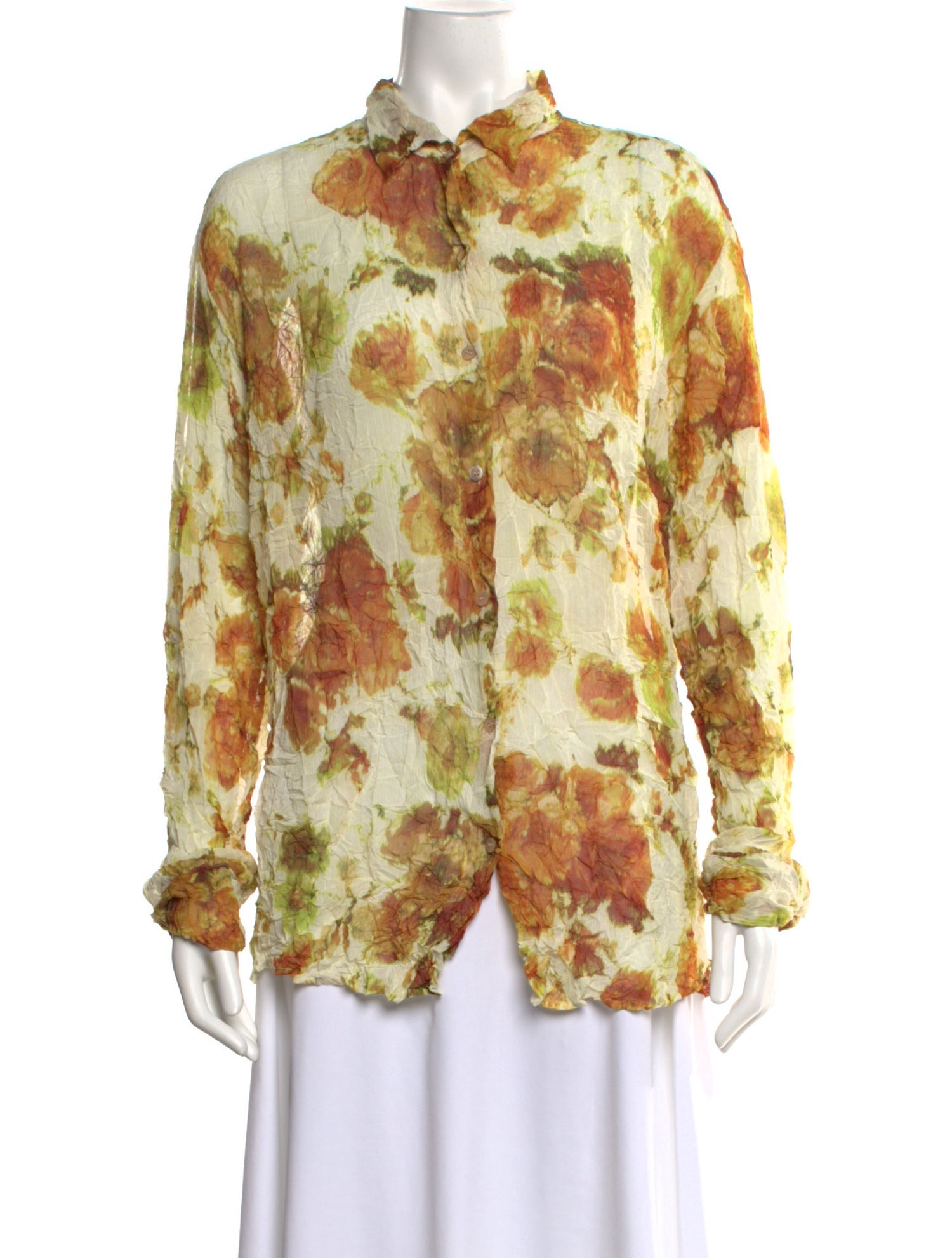 Dries Van Noten Floral Print Long Sleeve Blouse