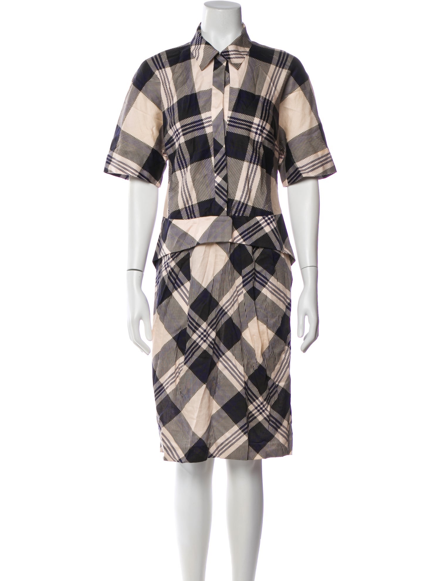 Dries Van Noten Plaid Print Knee-Length Dress