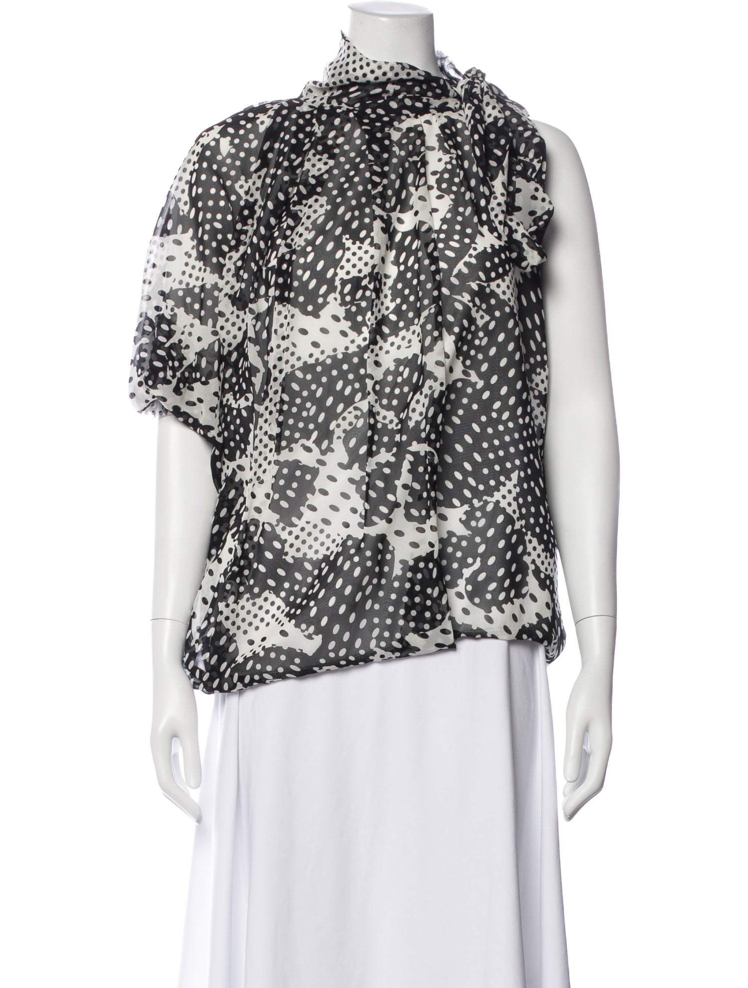Dries Van Noten Silk Polka Dot Print Blouse