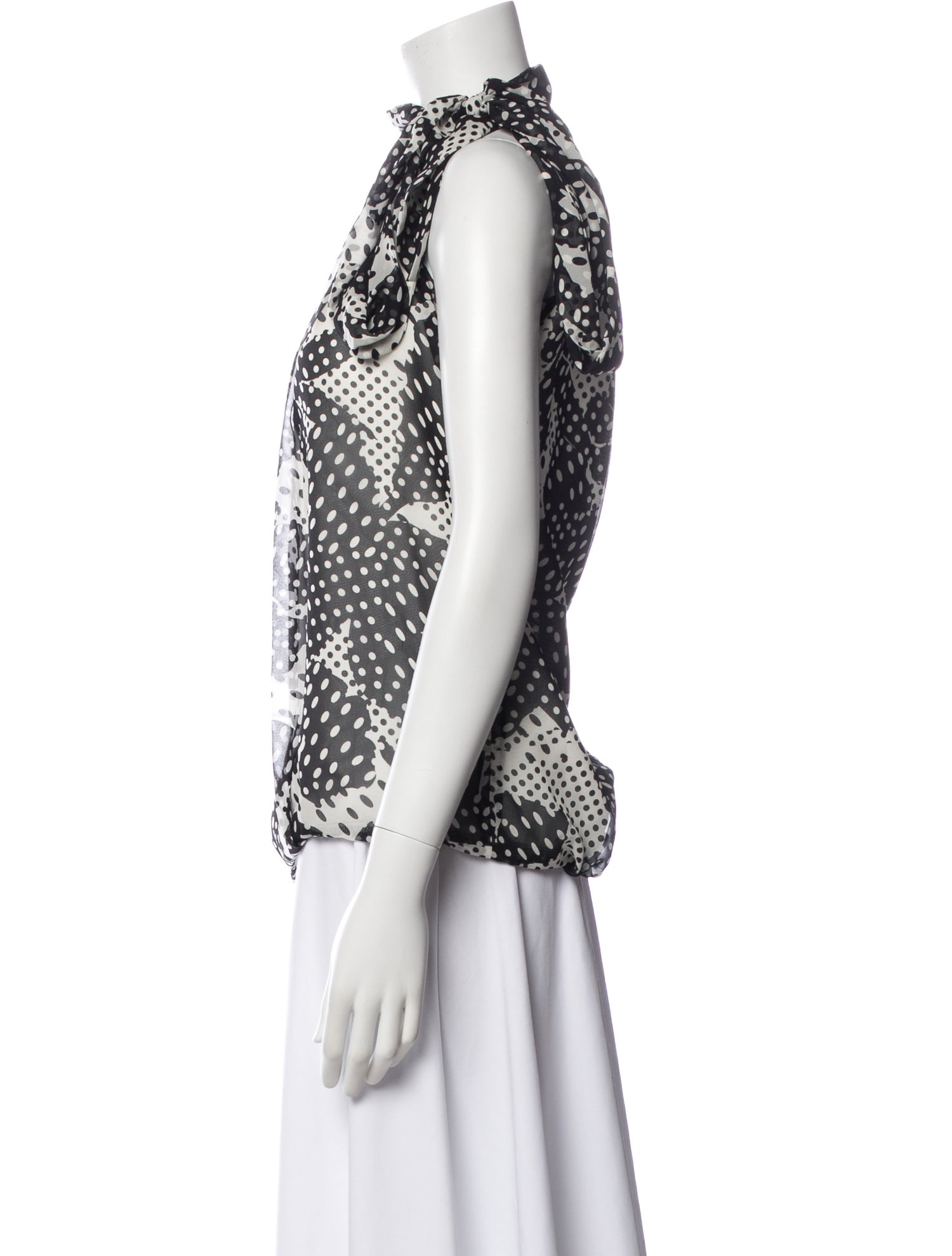 Dries Van Noten Silk Polka Dot Print Blouse