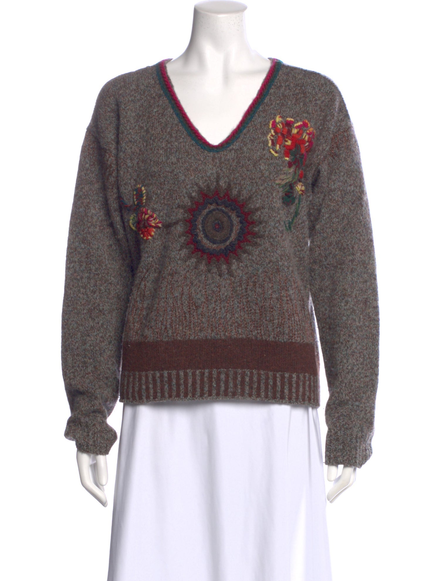 Dries Van Noten Printed V-Neck Sweater