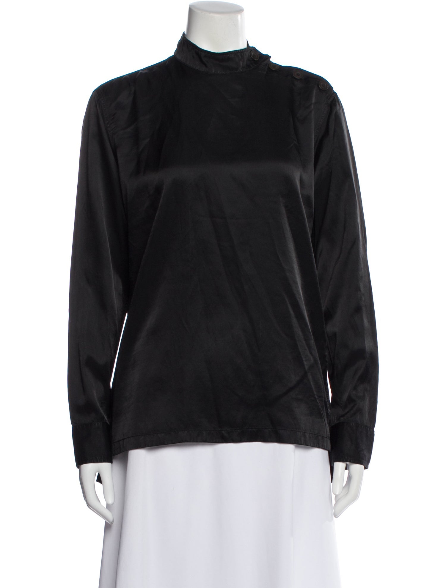 Dries Van Noten Mock Neck Long Sleeve Blouse