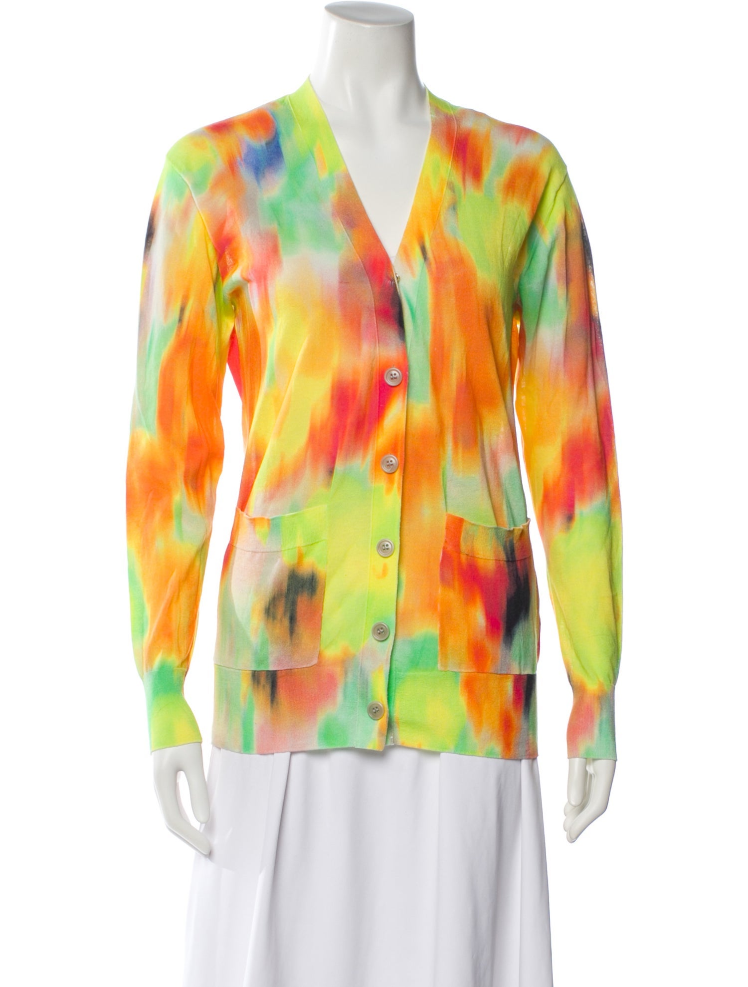 Dries Van Noten Tie-Dye Print V-Neck Sweater