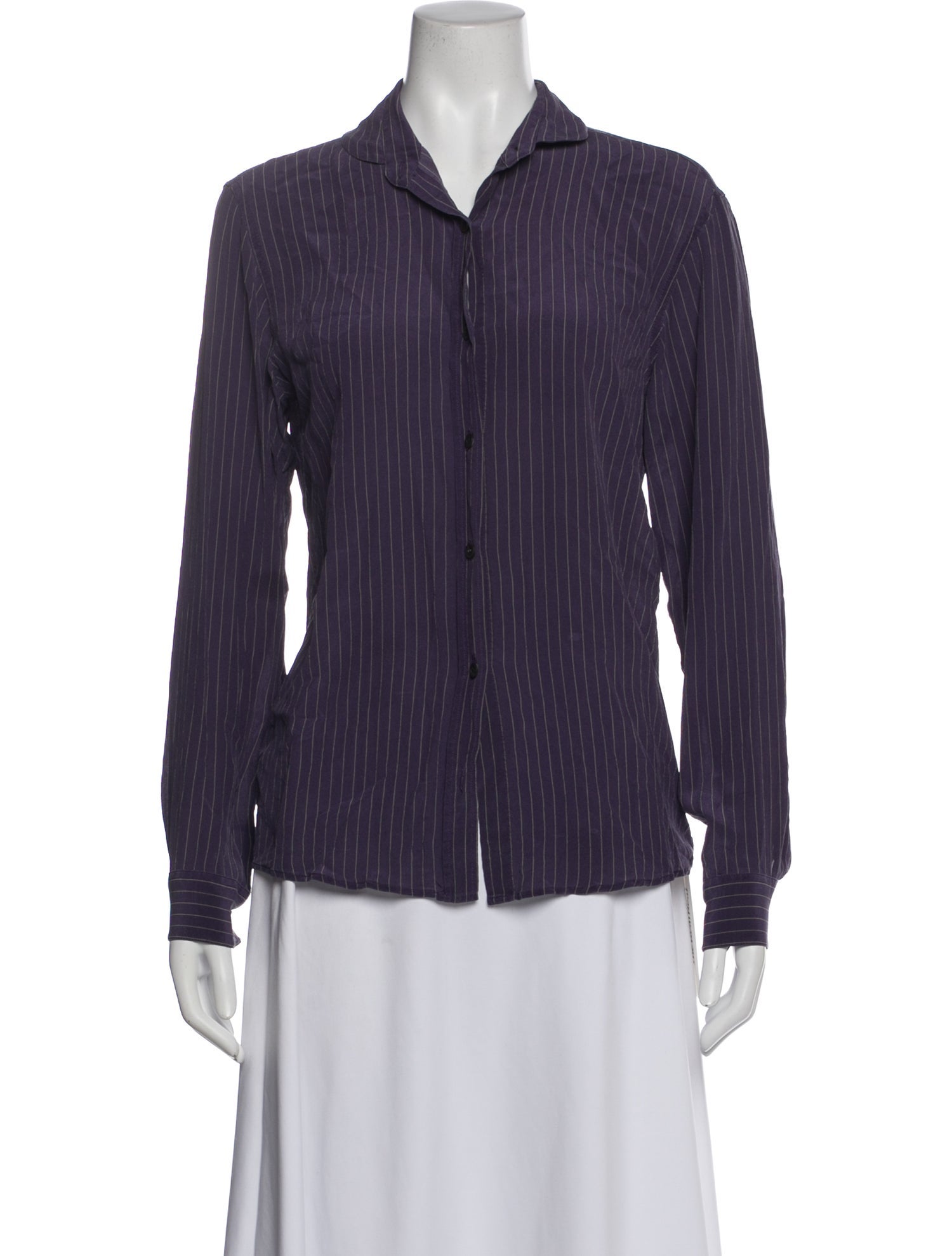 Dries Van Noten Striped Long Sleeve Button-Up Top