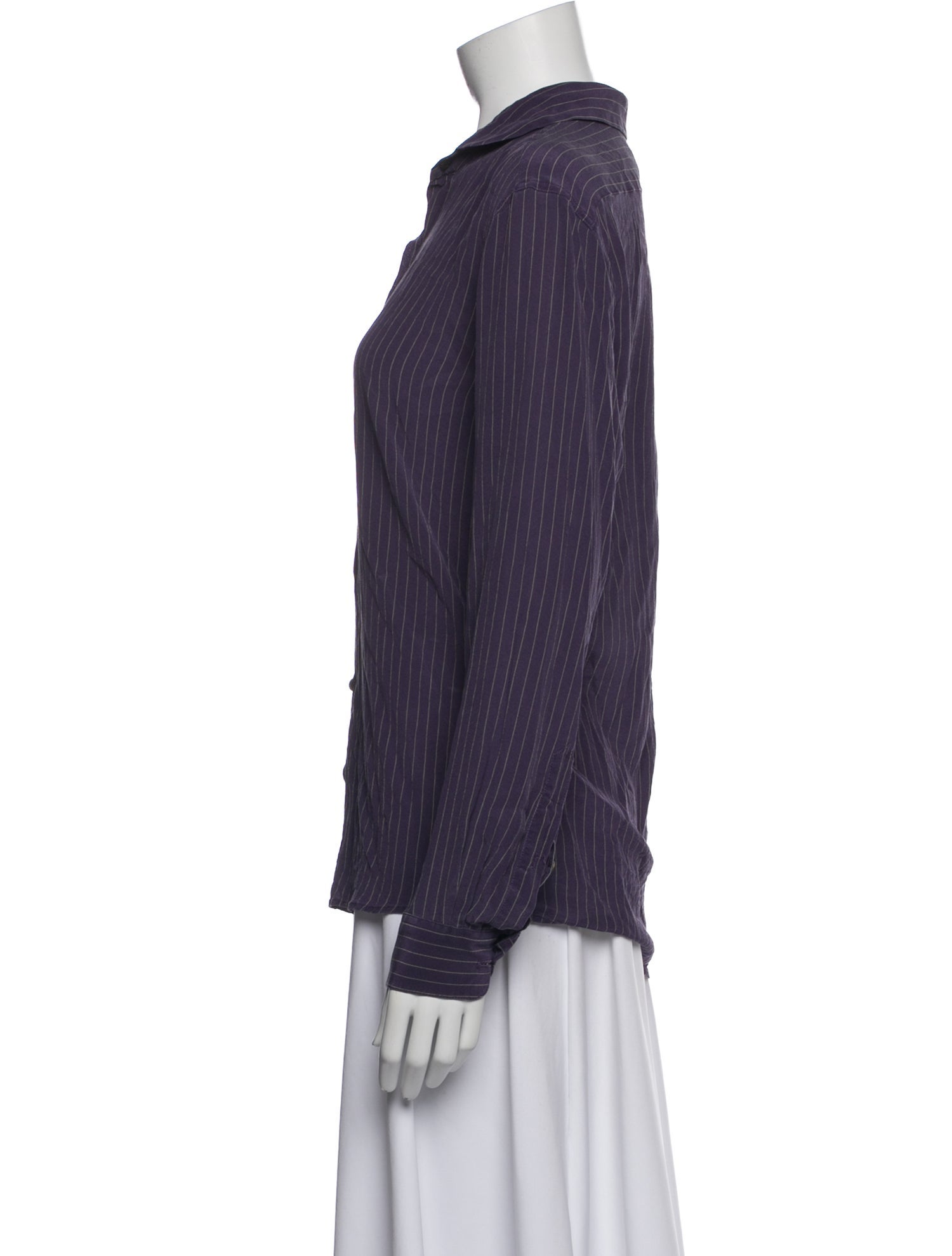 Dries Van Noten Striped Long Sleeve Button-Up Top