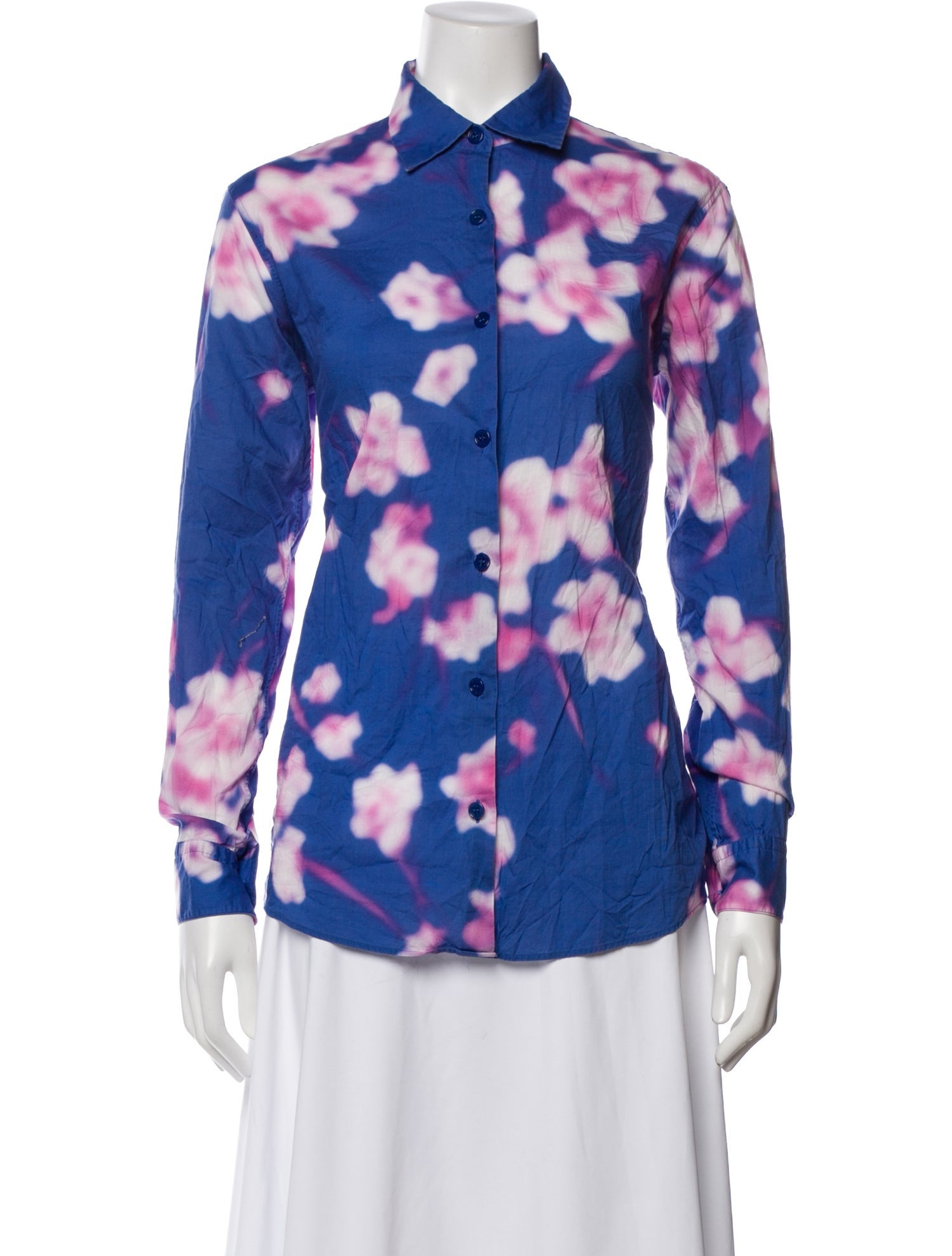 Dries Van Noten Floral Print Long Sleeve Button-Up Top