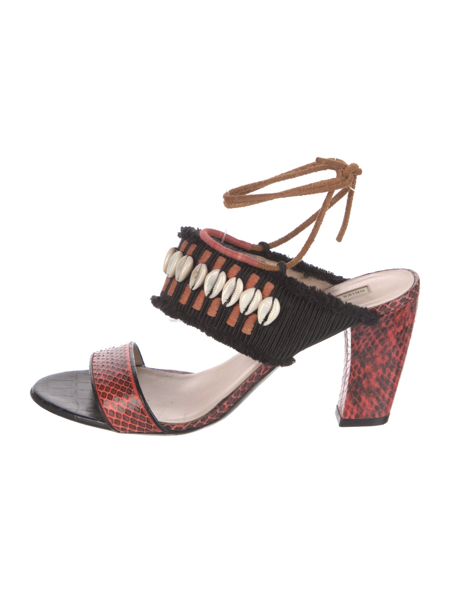 Dries Van Noten Embossed Leather Animal Print Sandals