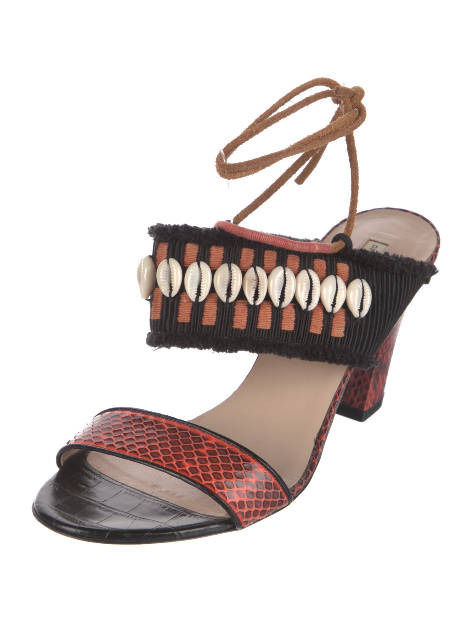 Dries Van Noten Embossed Leather Animal Print Sandals