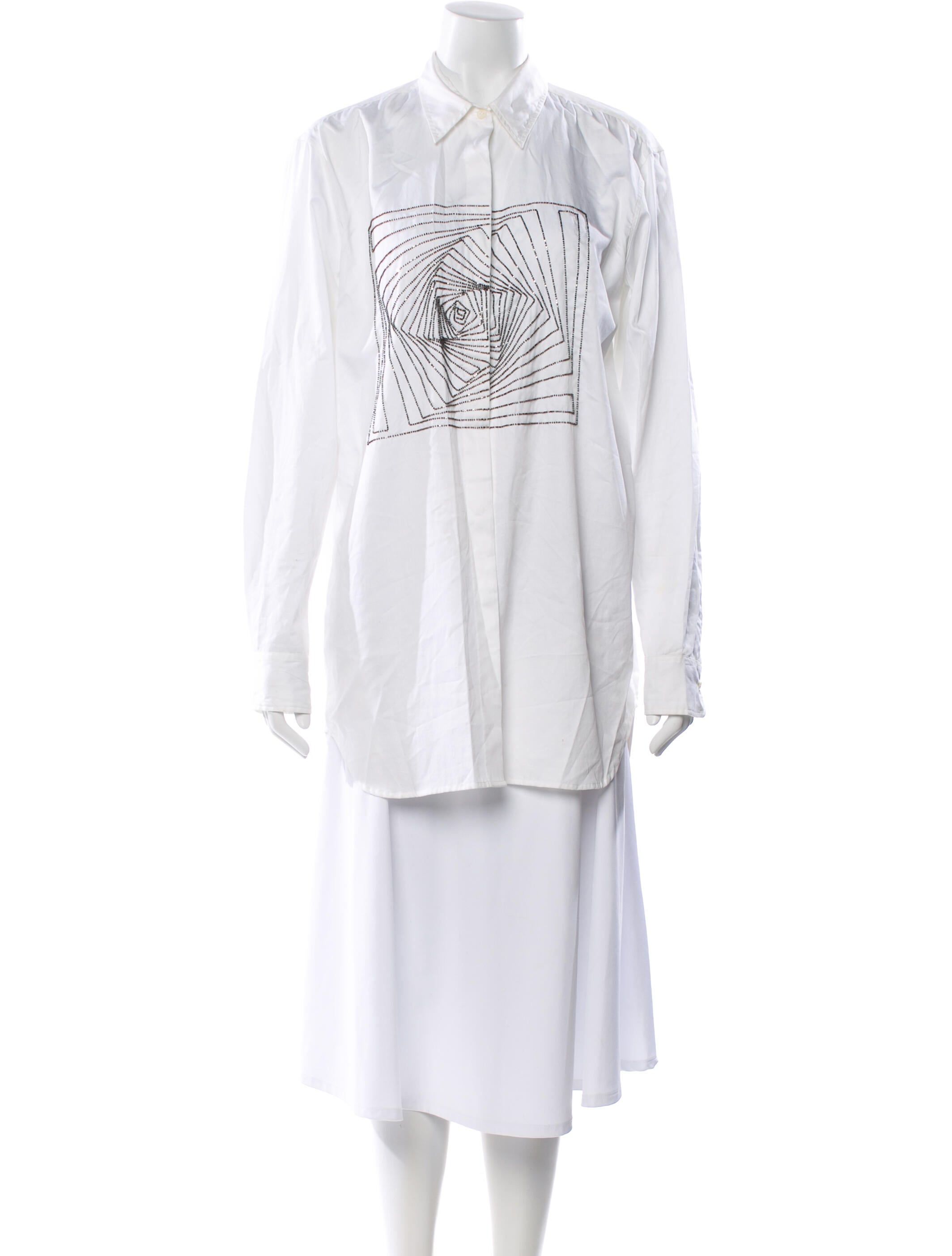 Dries Van Noten Graphic Print Long Sleeve Button-Up Top