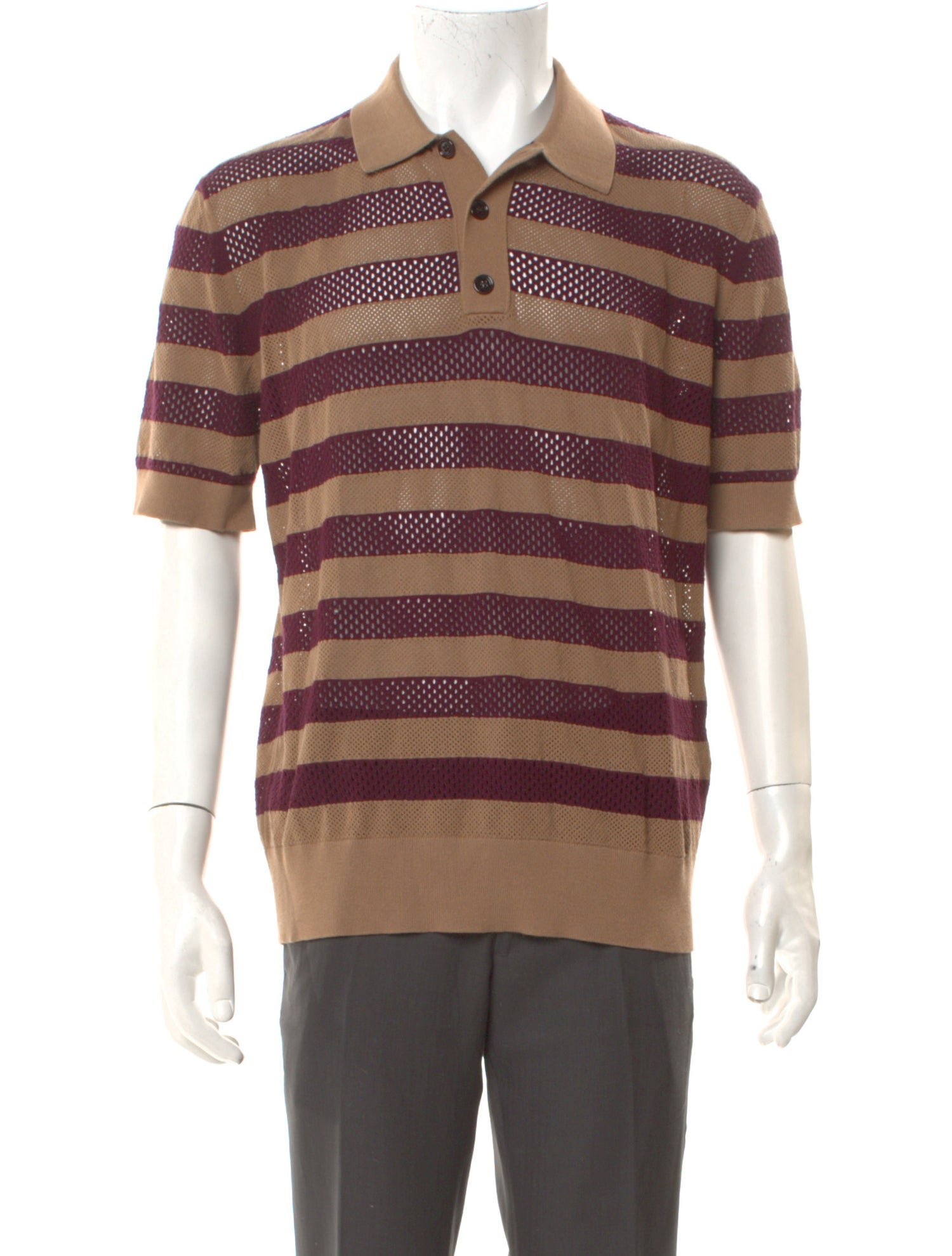 Dries Van Noten Striped Crew Neck Polo Shirt