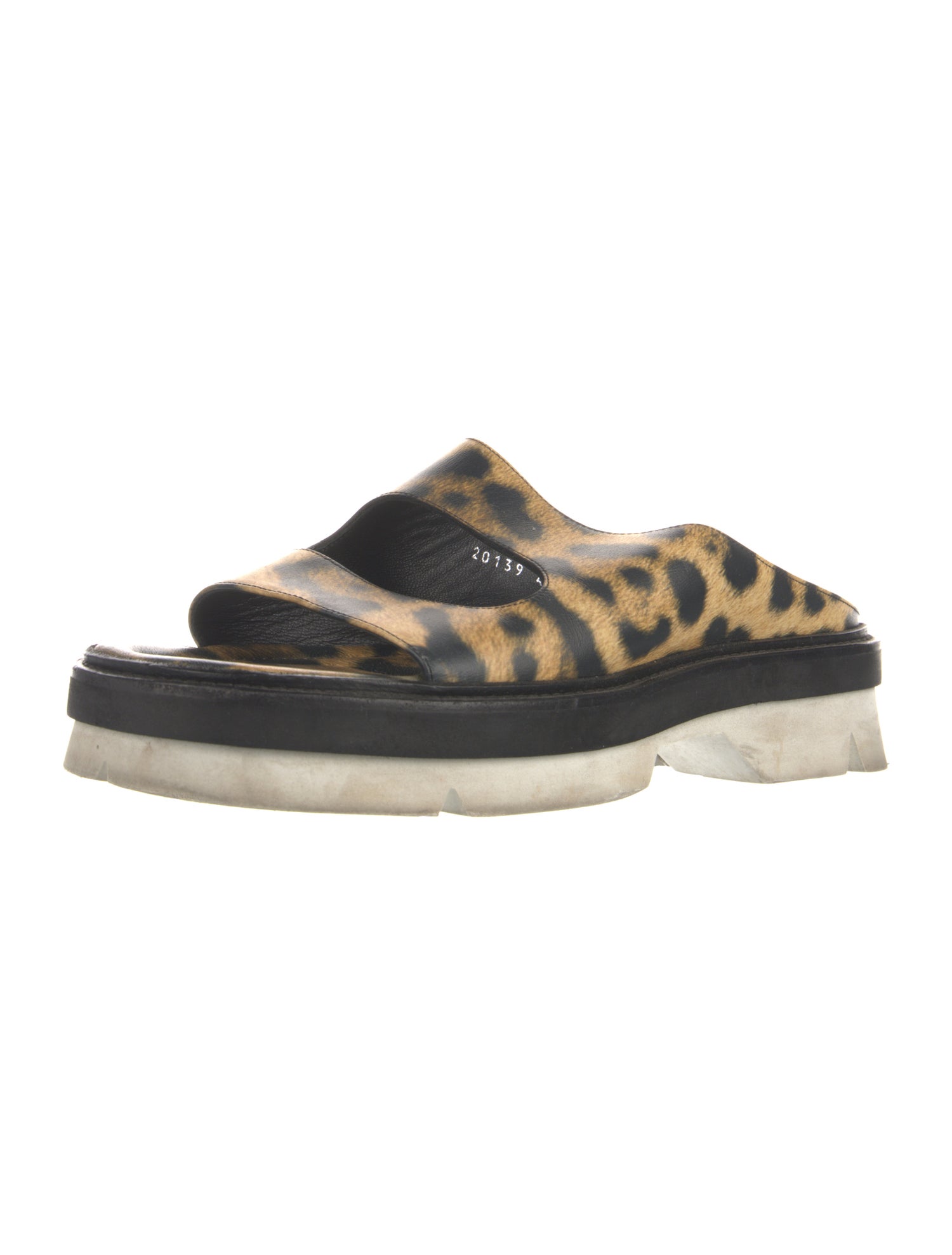 Dries Van Noten Leather Animal Print Slides
