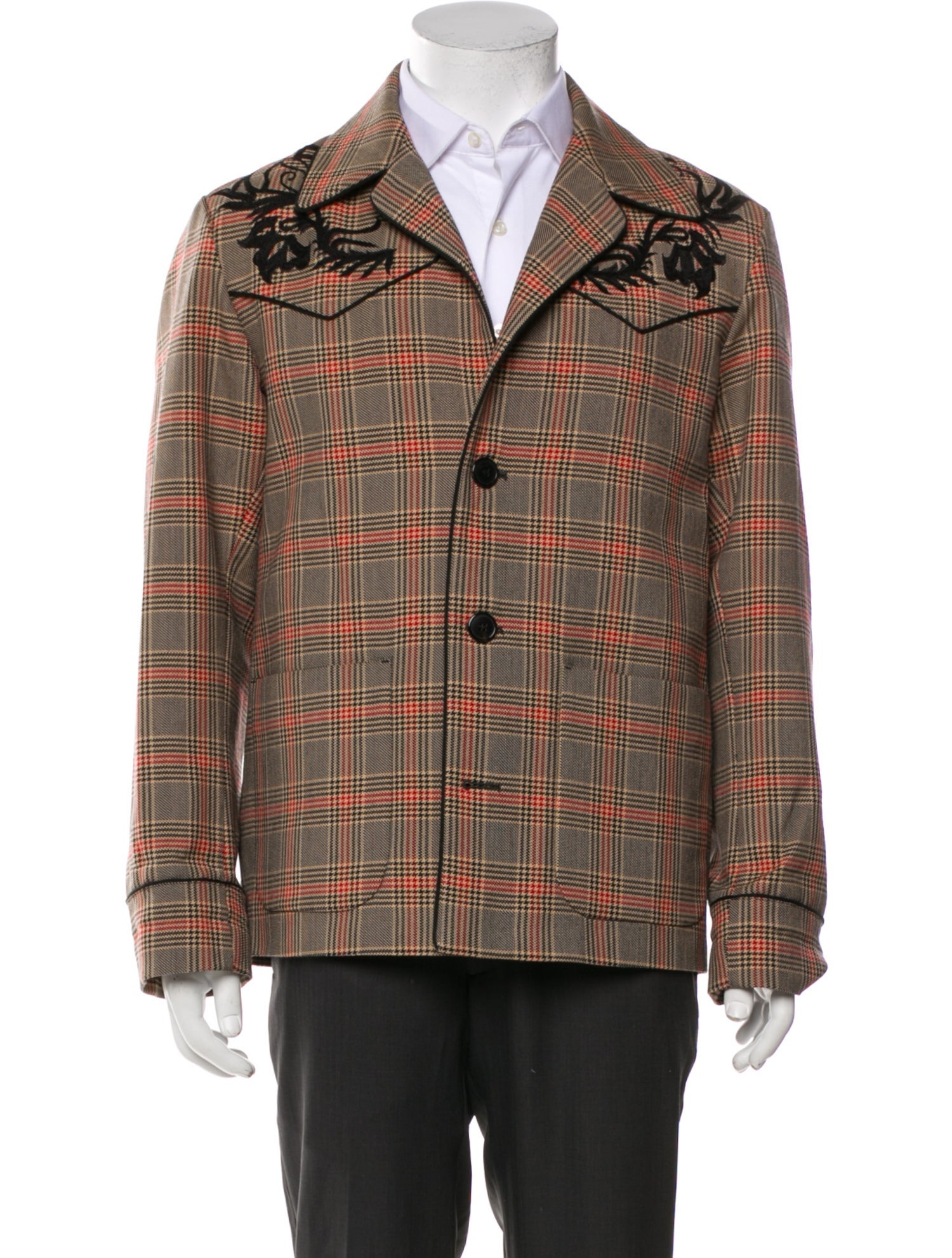 Dries Van Noten Plaid Print Peacoat