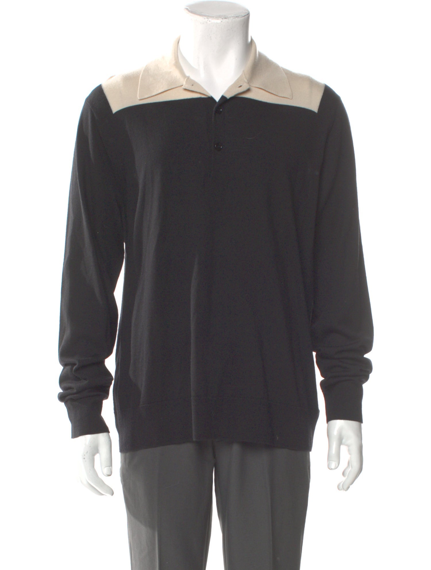 Dries Van Noten Merino Wool Collar Polo Sweater