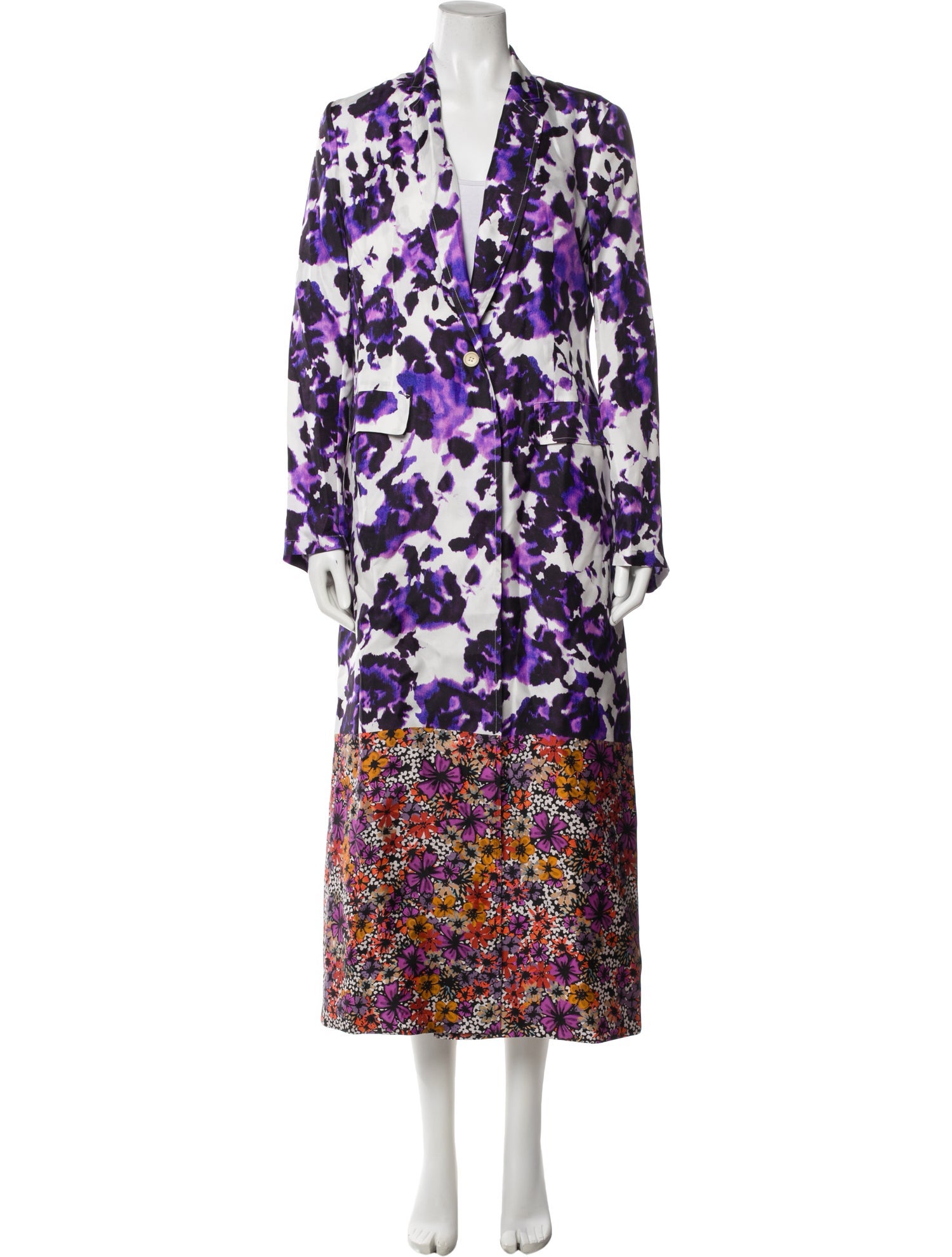 Dries Van Noten Silk Floral Print Trench Coat