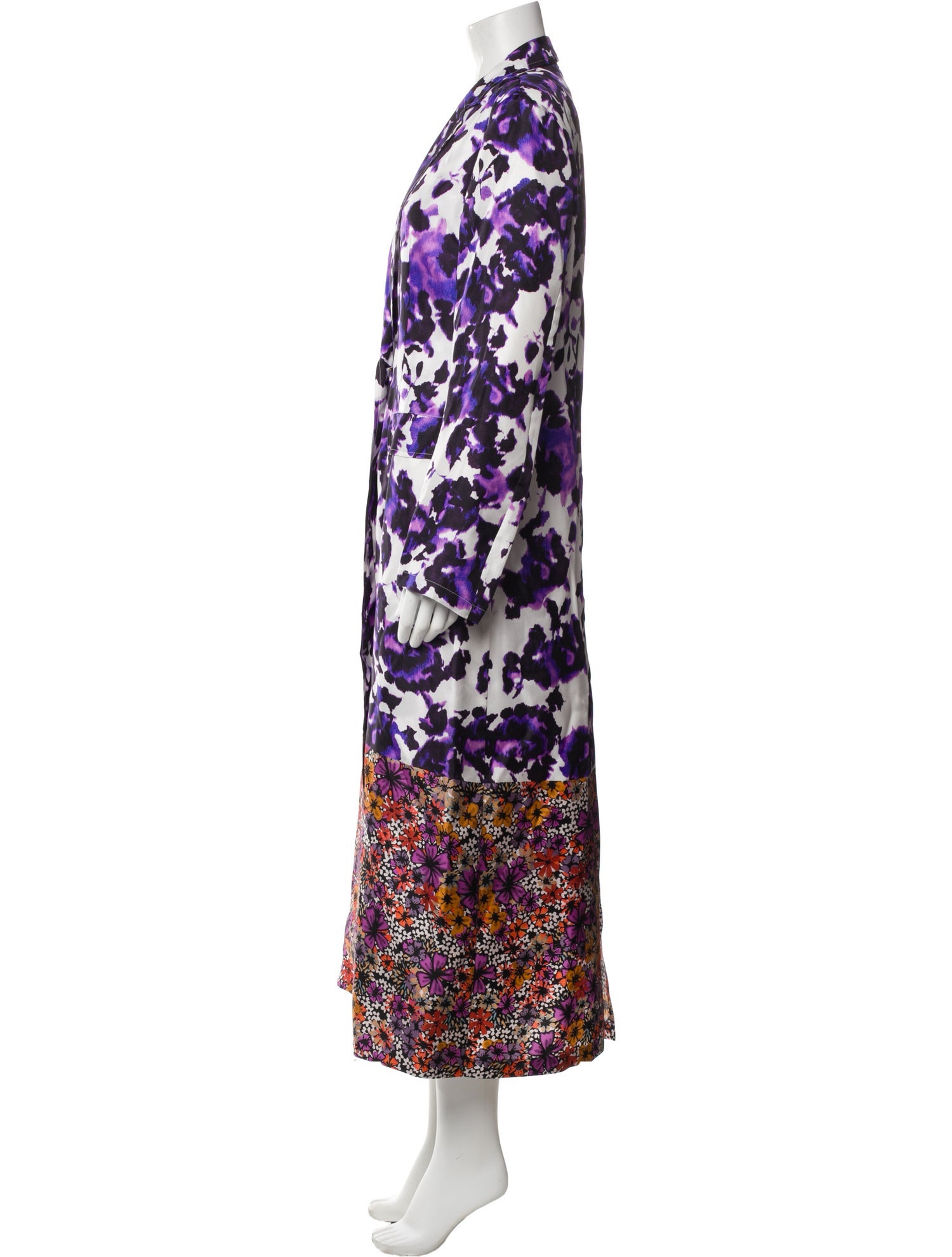 Dries Van Noten Silk Floral Print Trench Coat