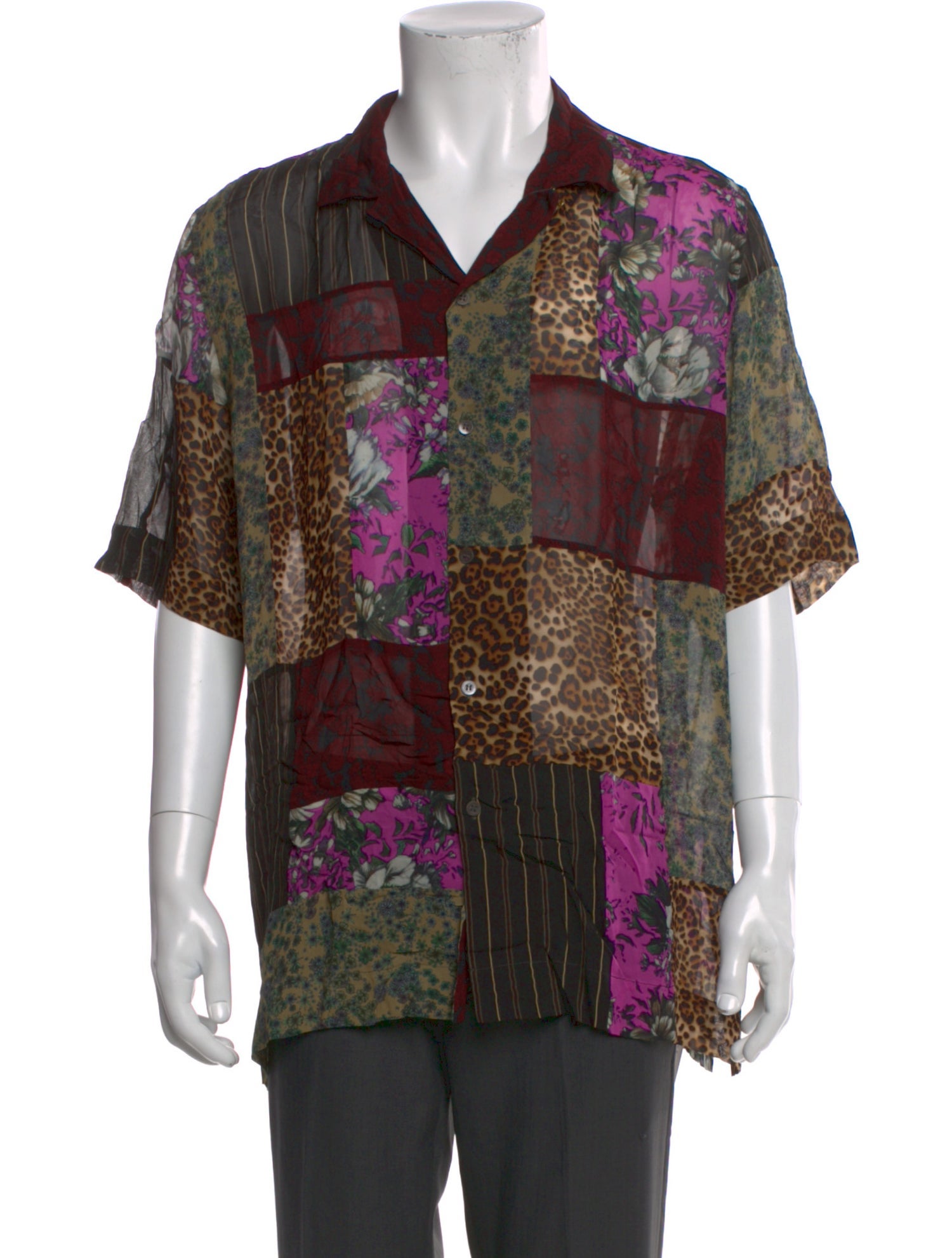 Dries Van Noten Animal Print Short Sleeve Shirt