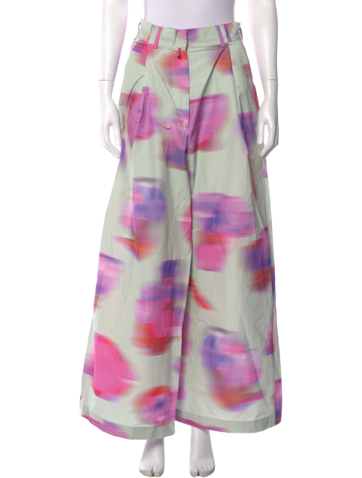 Dries Van Noten Tie-Dye Print Wide Leg Pants