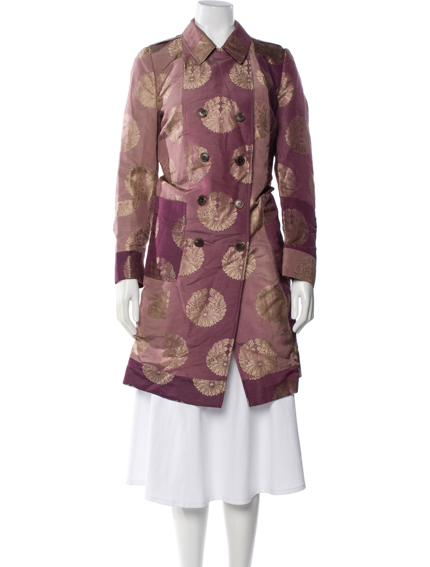 Dries Van Noten Silk Floral Print Trench Coat