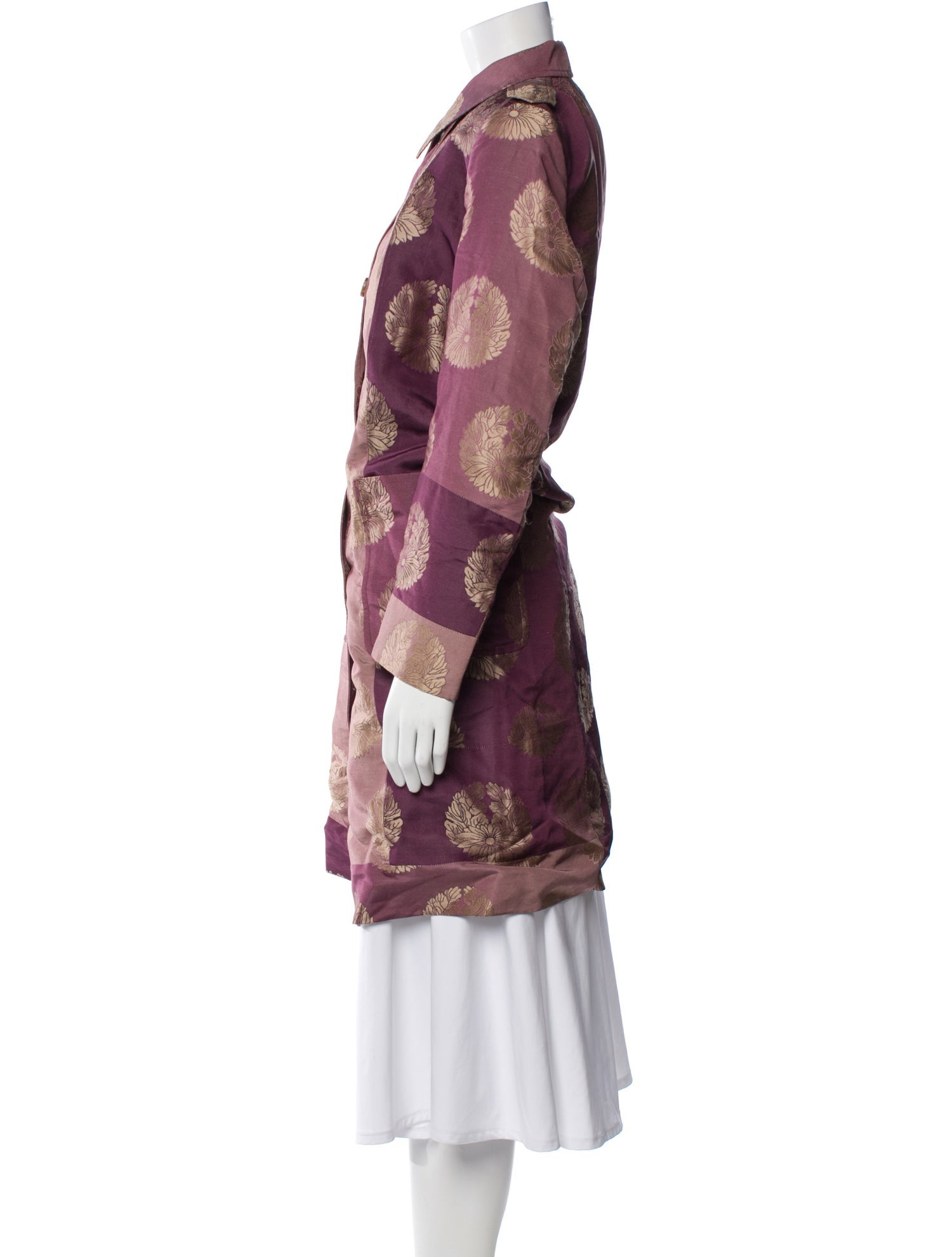 Dries Van Noten Silk Floral Print Trench Coat