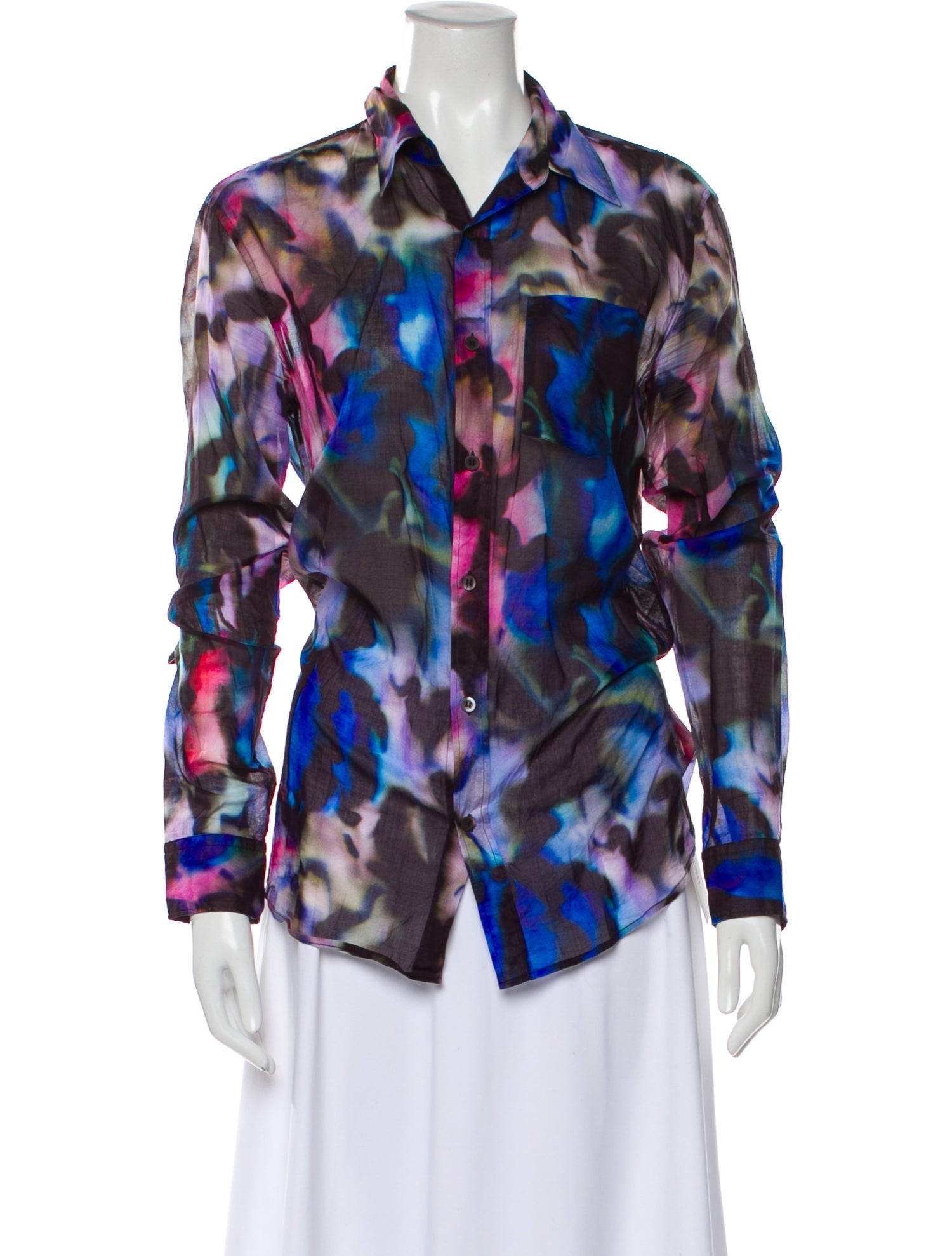 Dries Van Noten Printed Long Sleeve Blouse