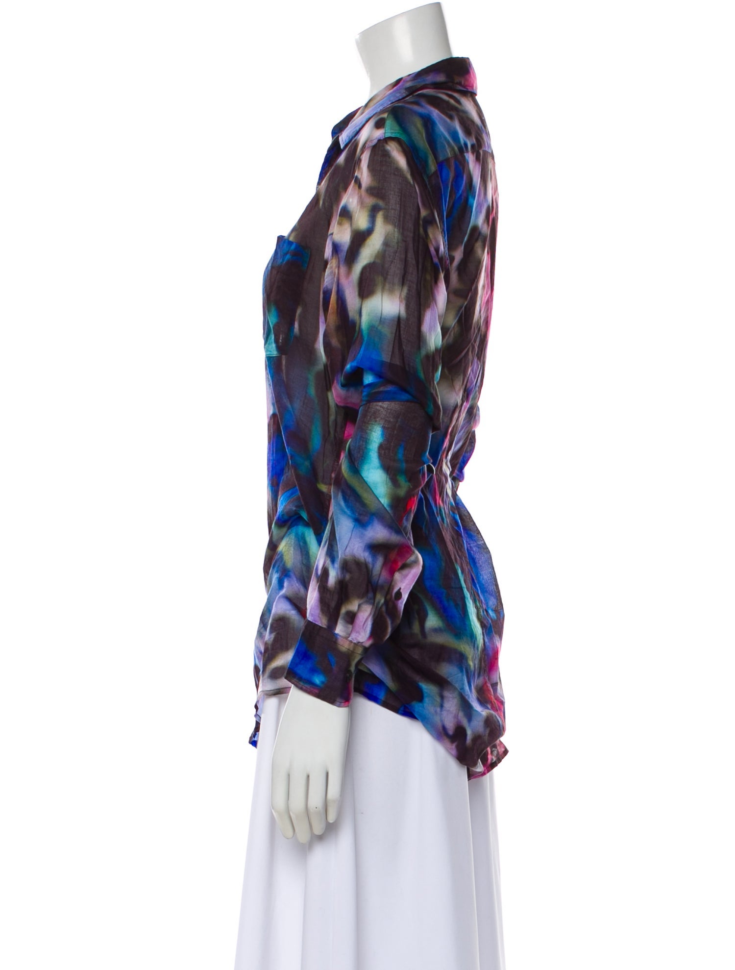 Dries Van Noten Printed Long Sleeve Blouse